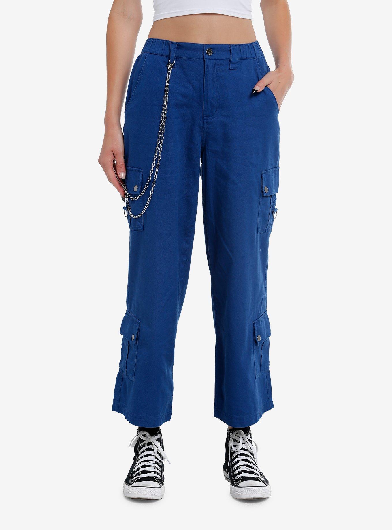 Blue Side Chain Cargo Skater Pants, , hi-res