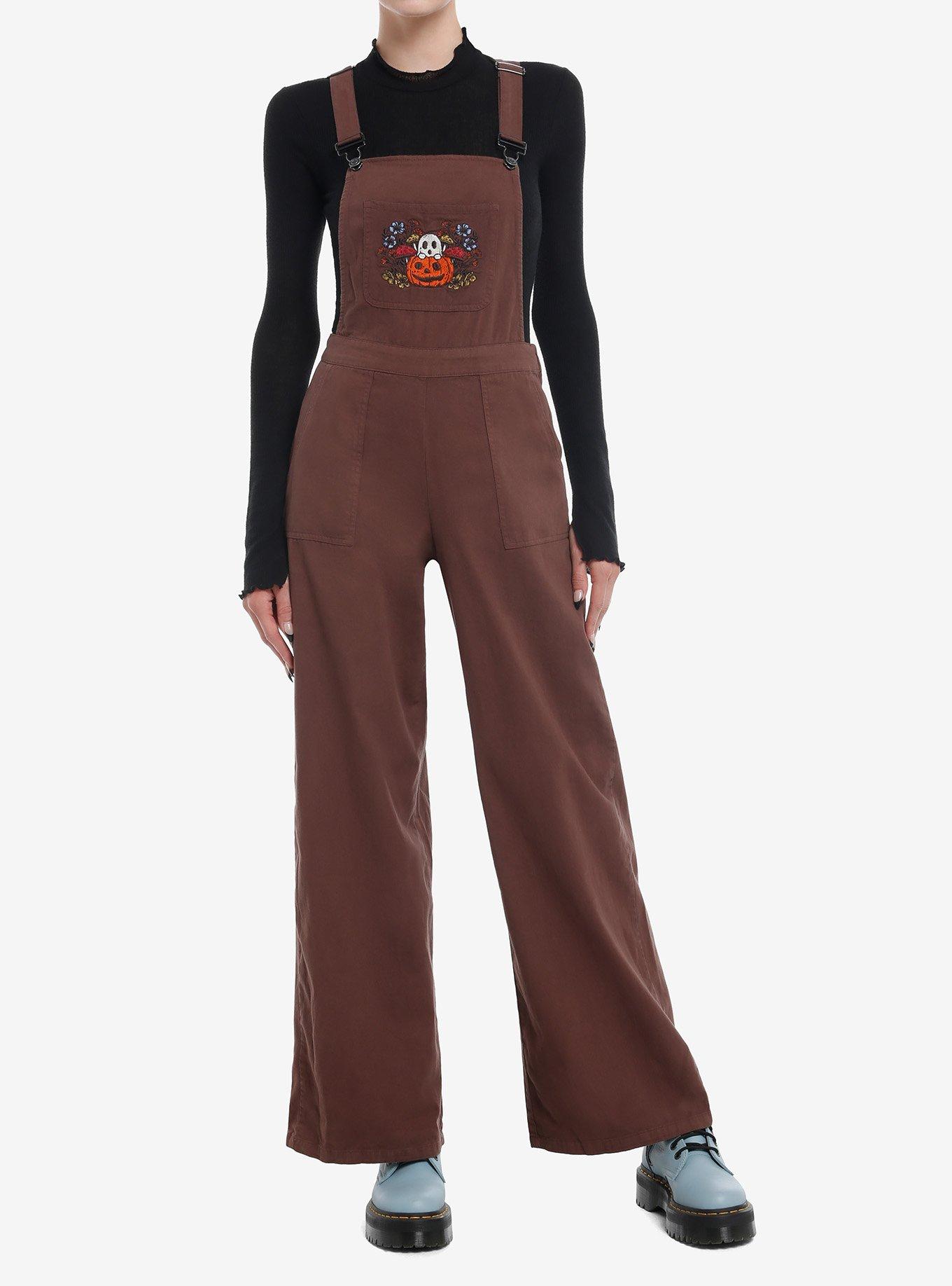 Thorn & Fable Brown Ghost Patch Overalls, BROWN, hi-res