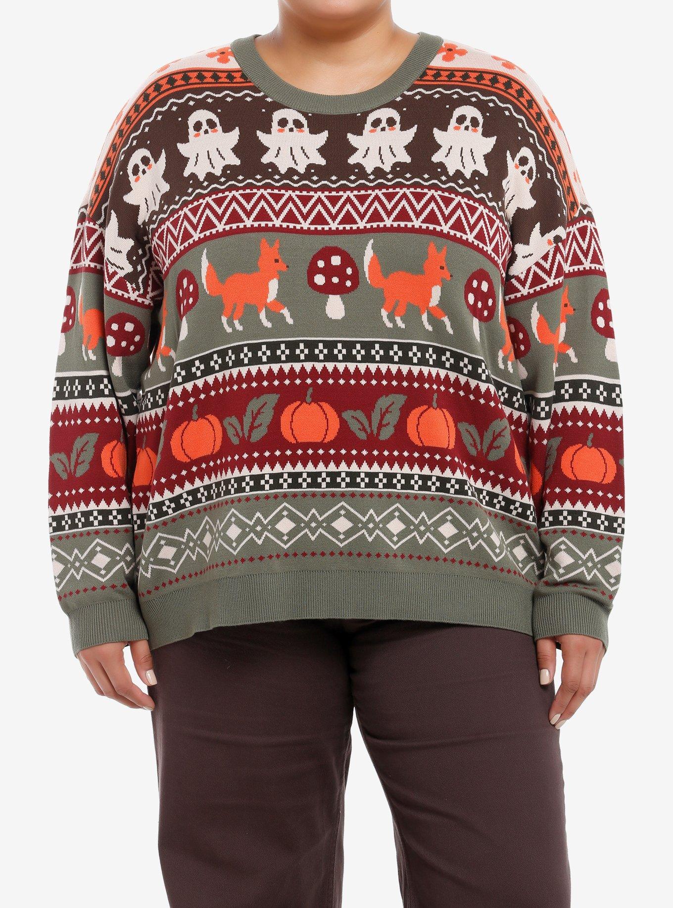 Thorn & Fable Ghosts & Foxes Girls Sweater Plus Size, , hi-res