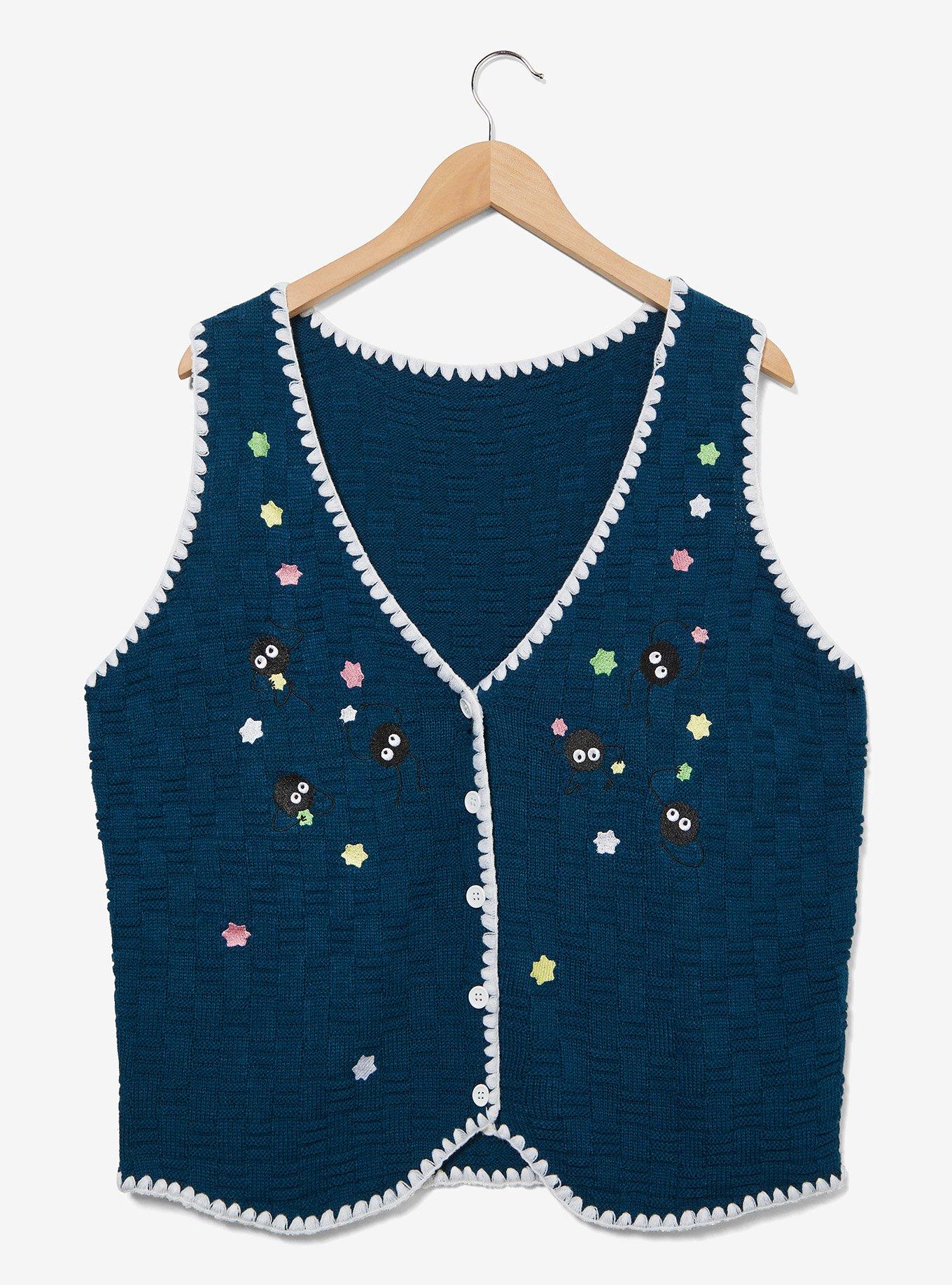 Studio Ghibli Spirited Away Soot Sprites Embroidered Plus Size Vest — BoxLunch Exclusive, DARK BLUE, hi-res