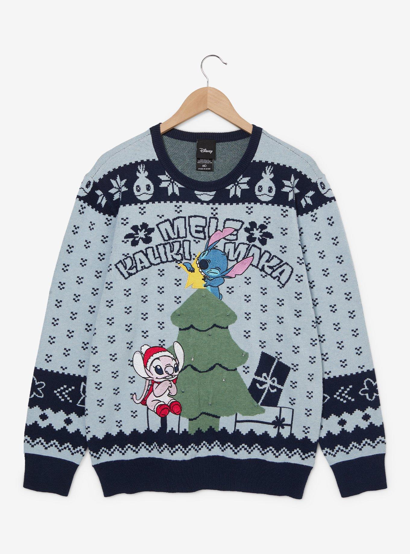 Disney Lilo & Stitch Angel & Stitch Christmas Tree Holiday Light-Up Sweater - BoxLunch Exclusive, , hi-res