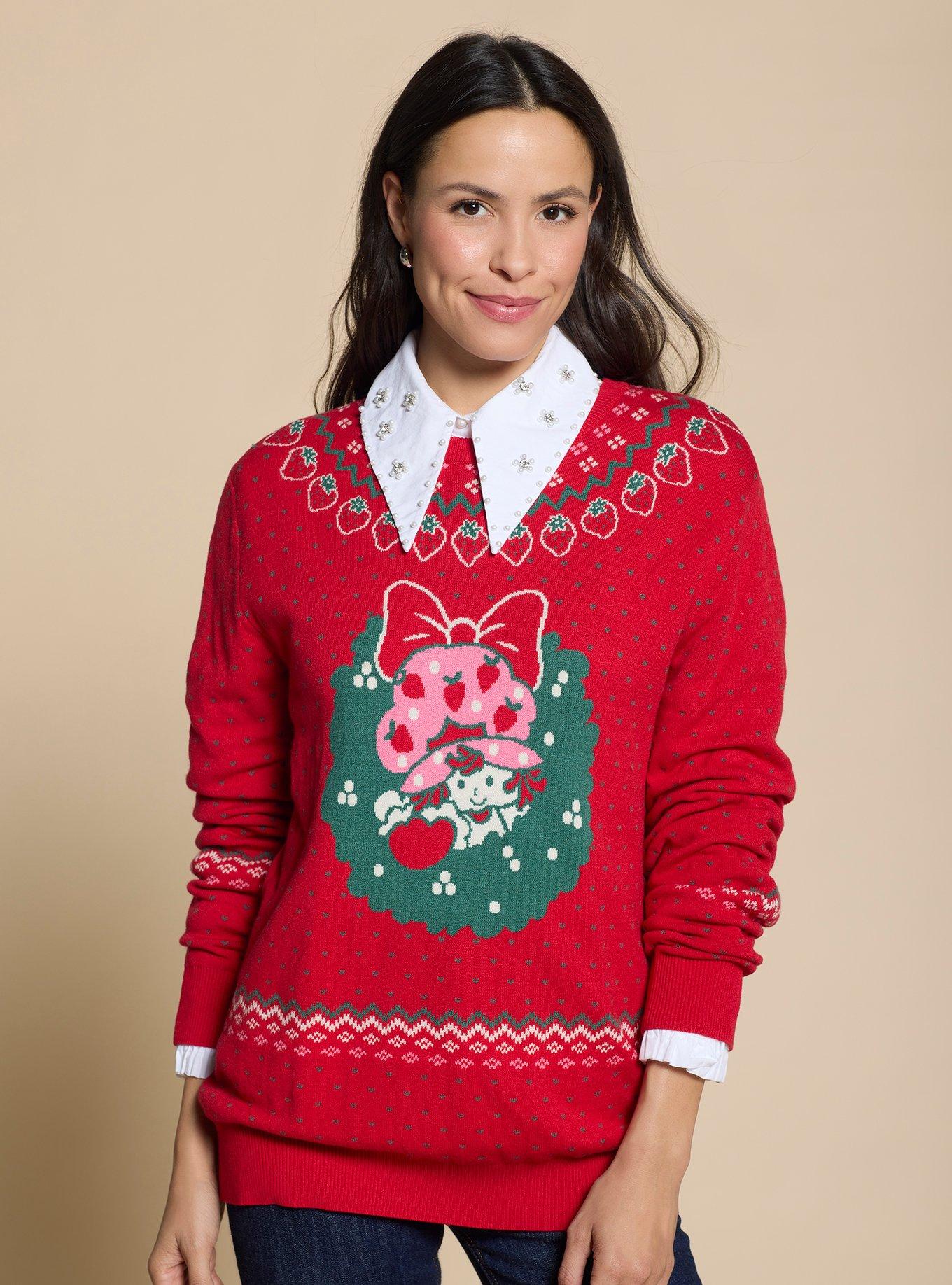 Strawberry Shortcake Wreath Portrait Holiday Sweater - BoxLunch Exclusive, , hi-res