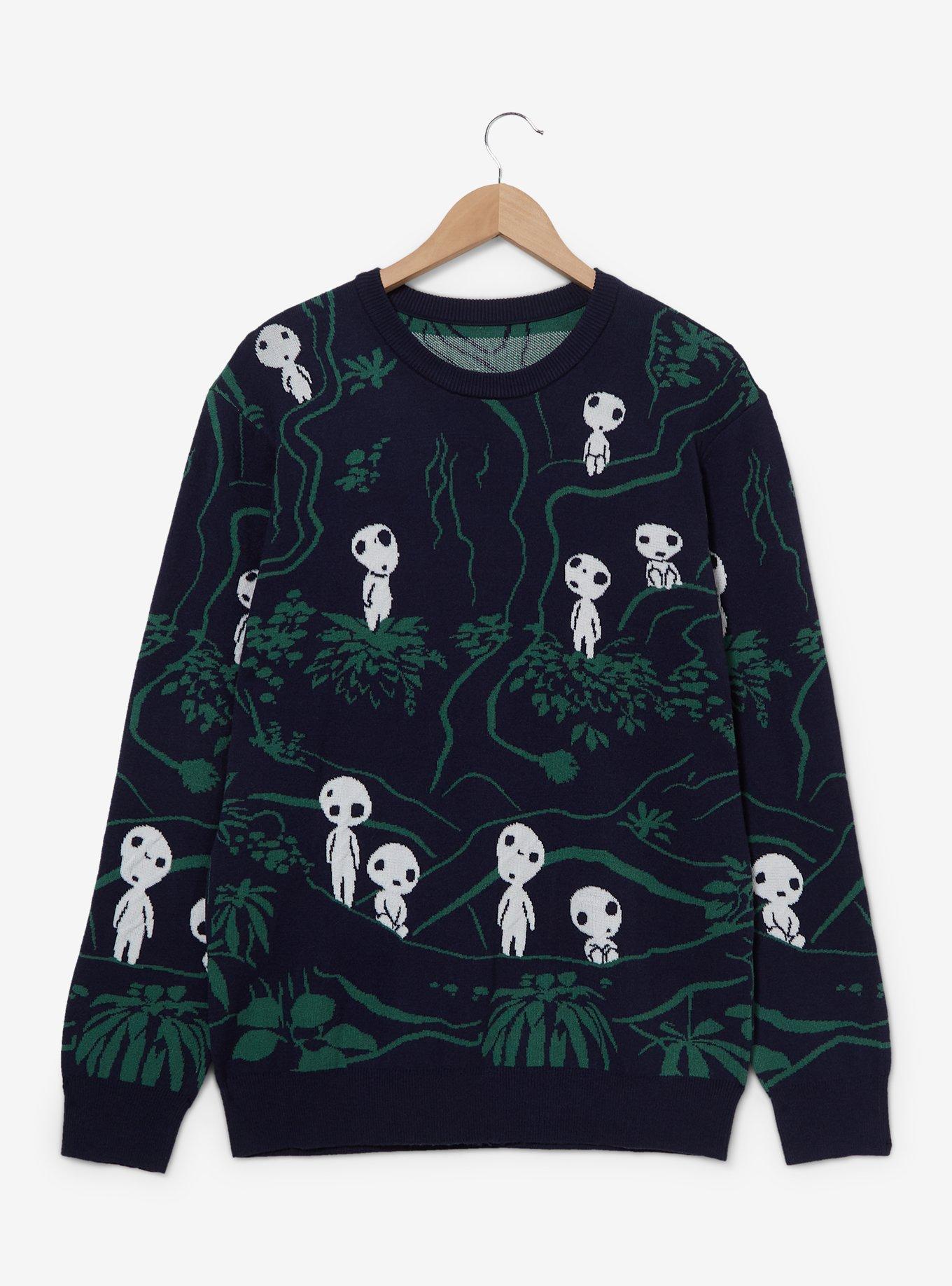 Our Universe Studio Ghibli Princess Mononoke Kodama Forest Glow-in-the-Dark Sweater - BoxLunch Exclusive, NAVY, hi-res