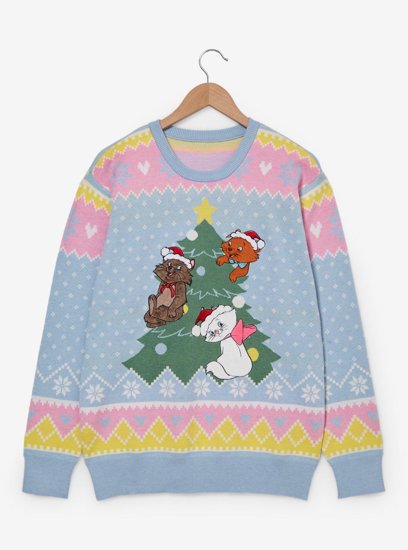 Disney The Aristocats Kittens Tree Holiday Sweater — BoxLunch Exclusive, LIGHT BLUE, hi-res