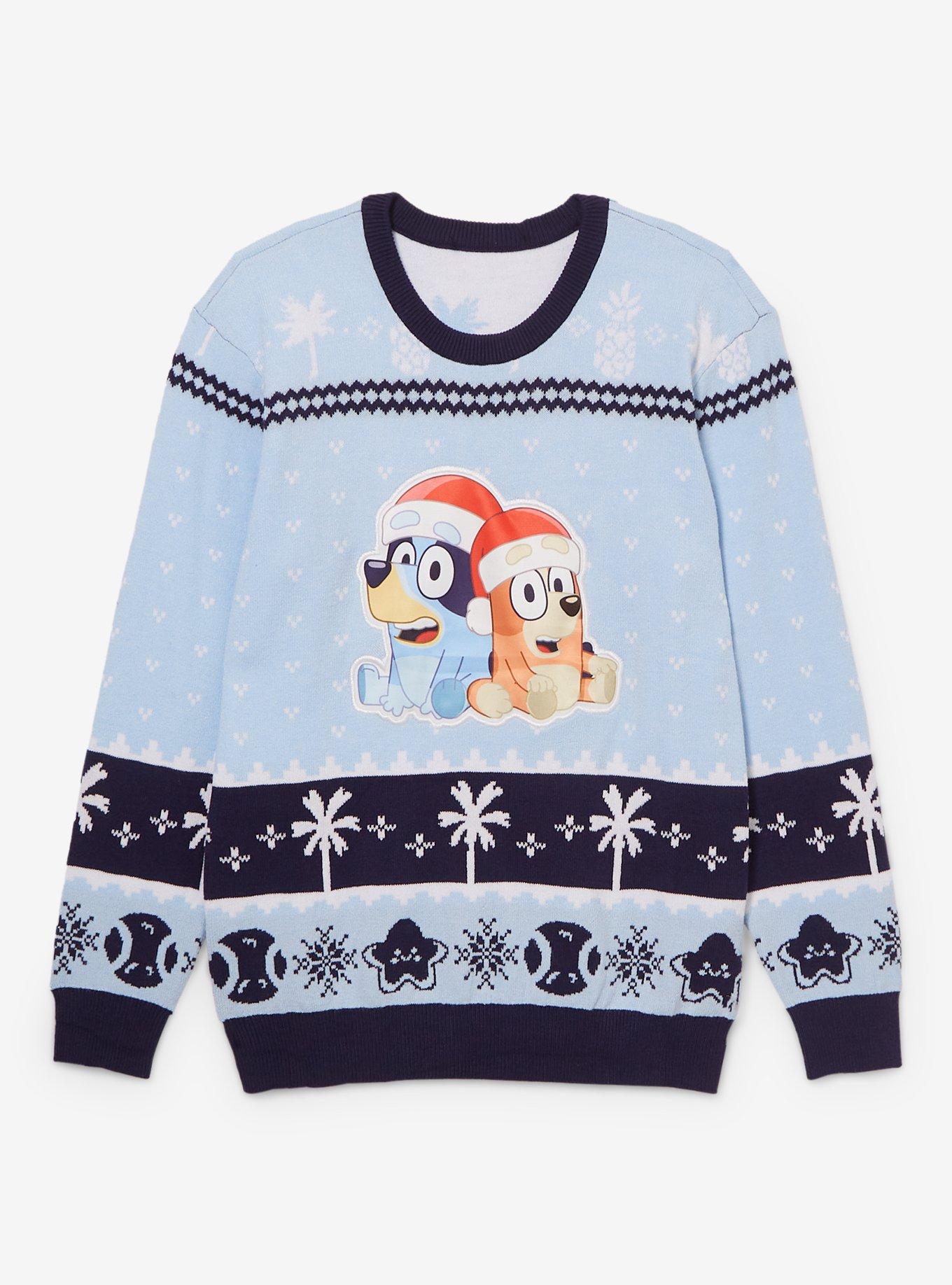 Bluey Bingo & Bluey Patterned Youth Holiday Sweater, , hi-res