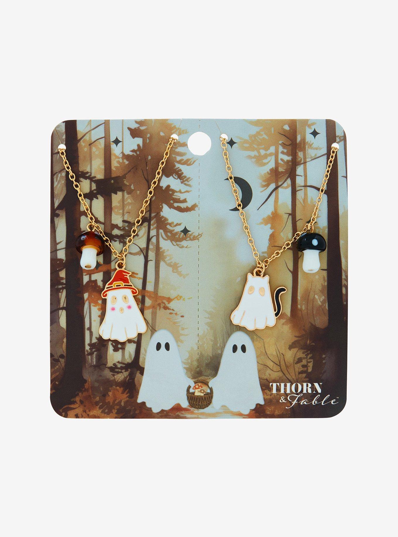 Thorn & Fable Witch Cat Ghost Best Friend Necklace Set, , hi-res