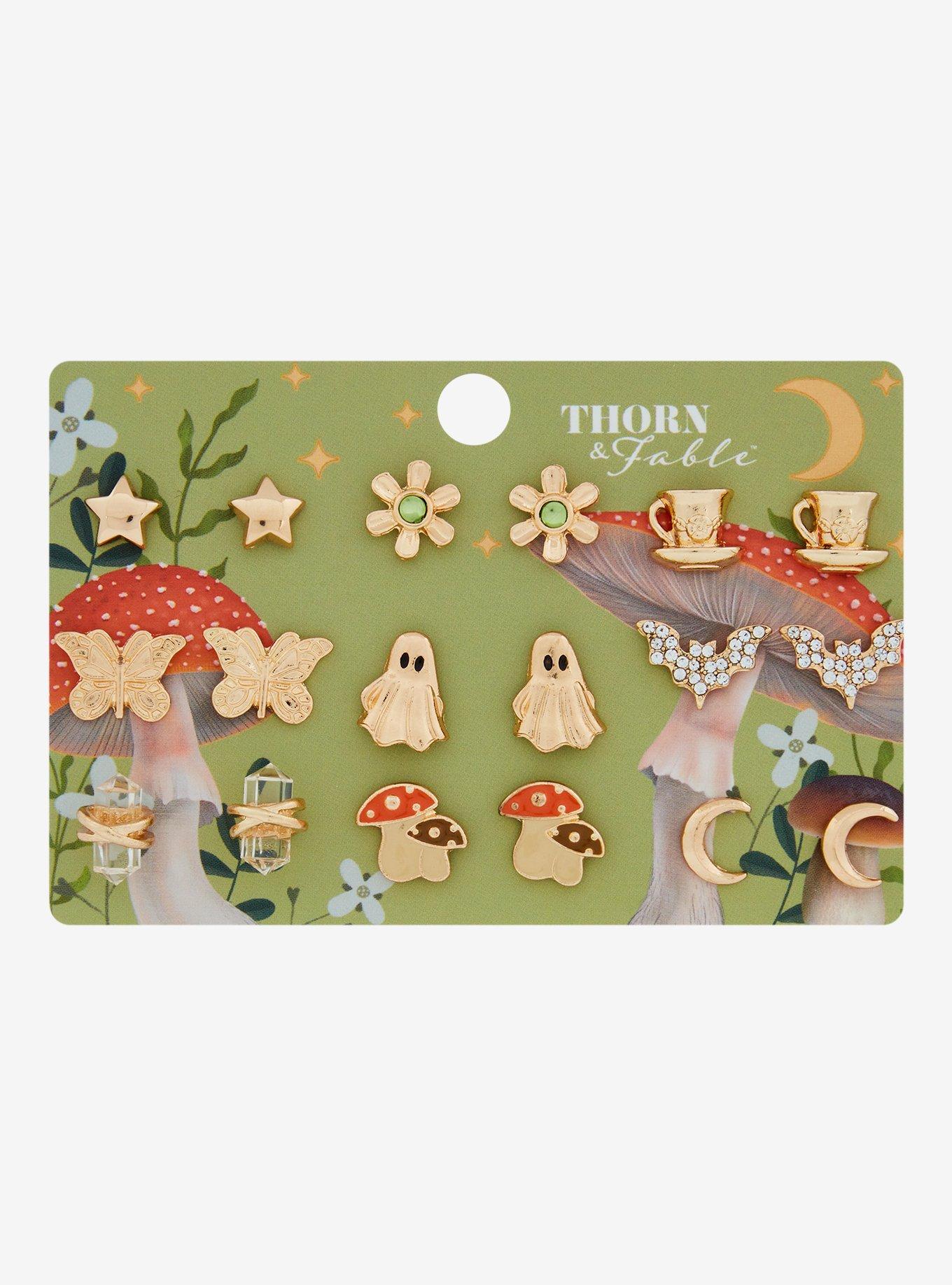 Thorn & Fable Ghost Mushroom Stud Earring Set, , hi-res