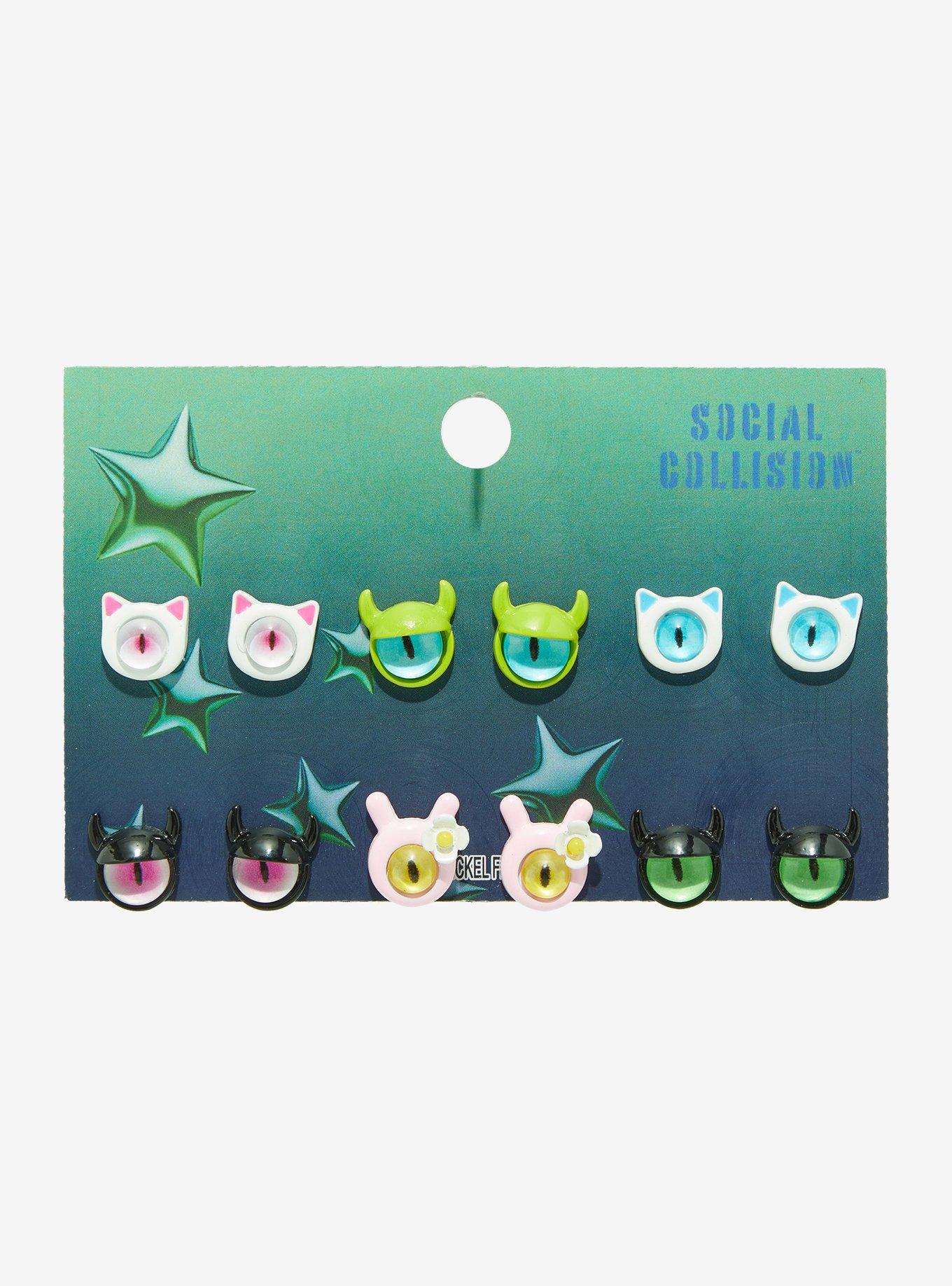 Social Collision Monster Eyes Stud Earring Set, , hi-res