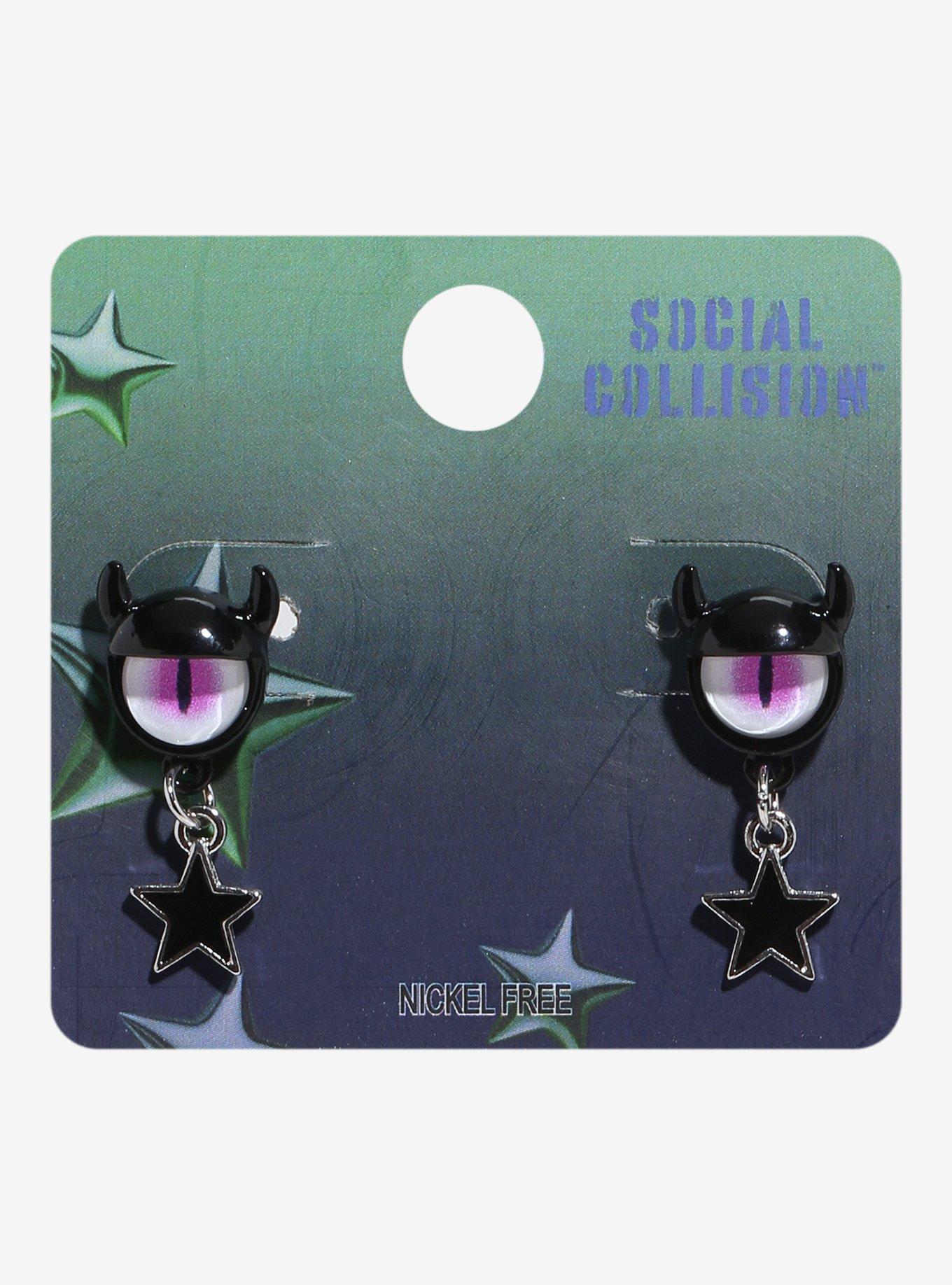 Social Collision Monster Eye Star Drop Earrings, , hi-res