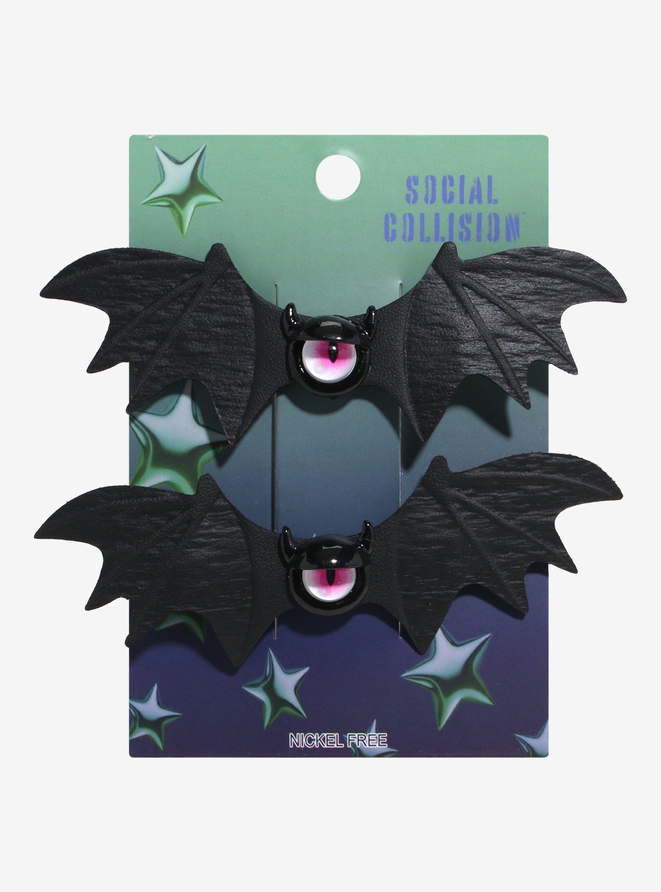 Social Collision Monster Eye Bat Hair Clip Set, , hi-res