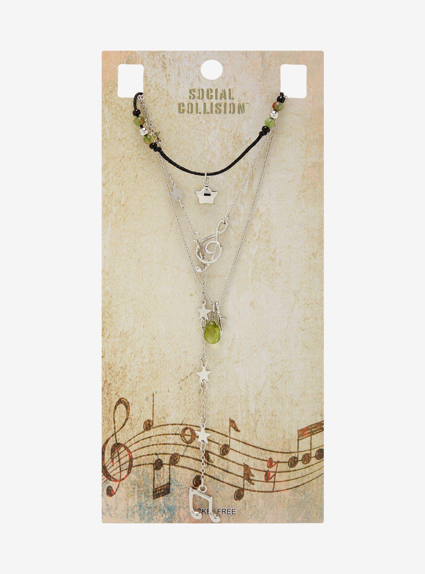 Social Collision Music Notes Star Necklace Set, , hi-res