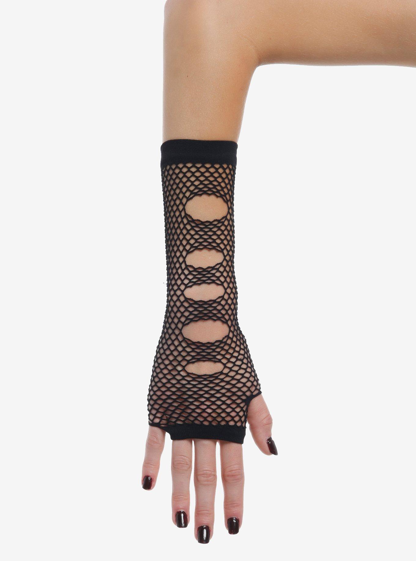 Cutout Fishnet Arm Warmers, , hi-res