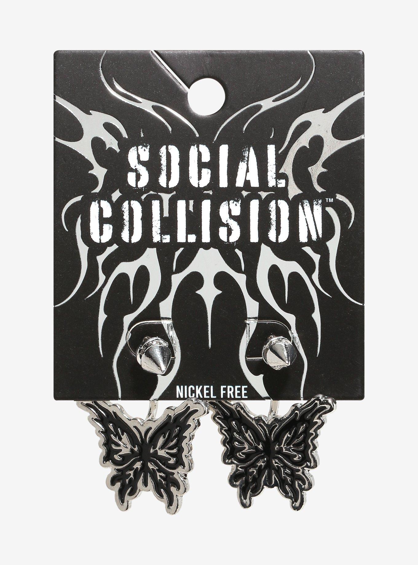 Social Collision Butterfly Spike Earrings, , hi-res