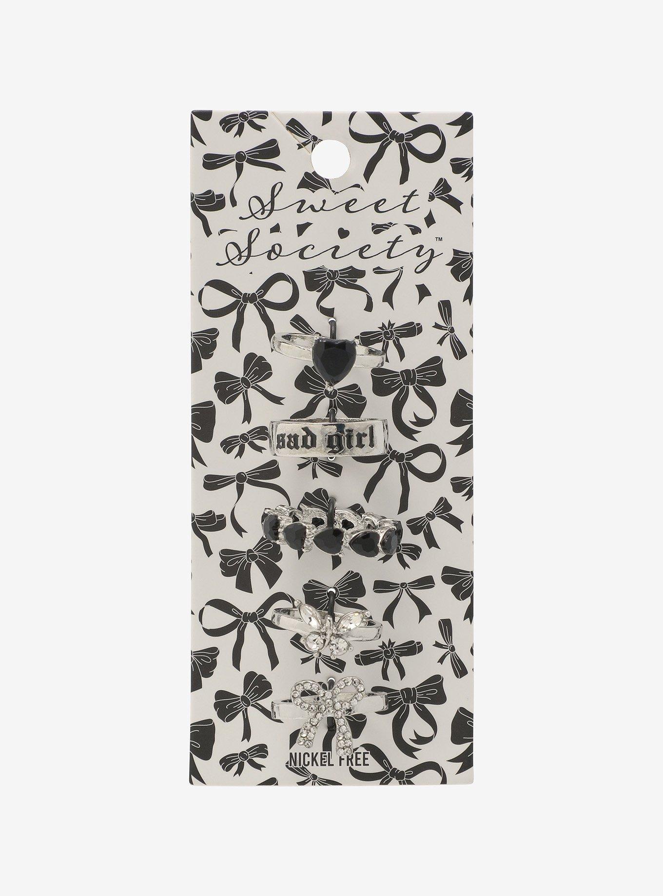 Sweet Society Sad Girl Heart Ring Set, , hi-res