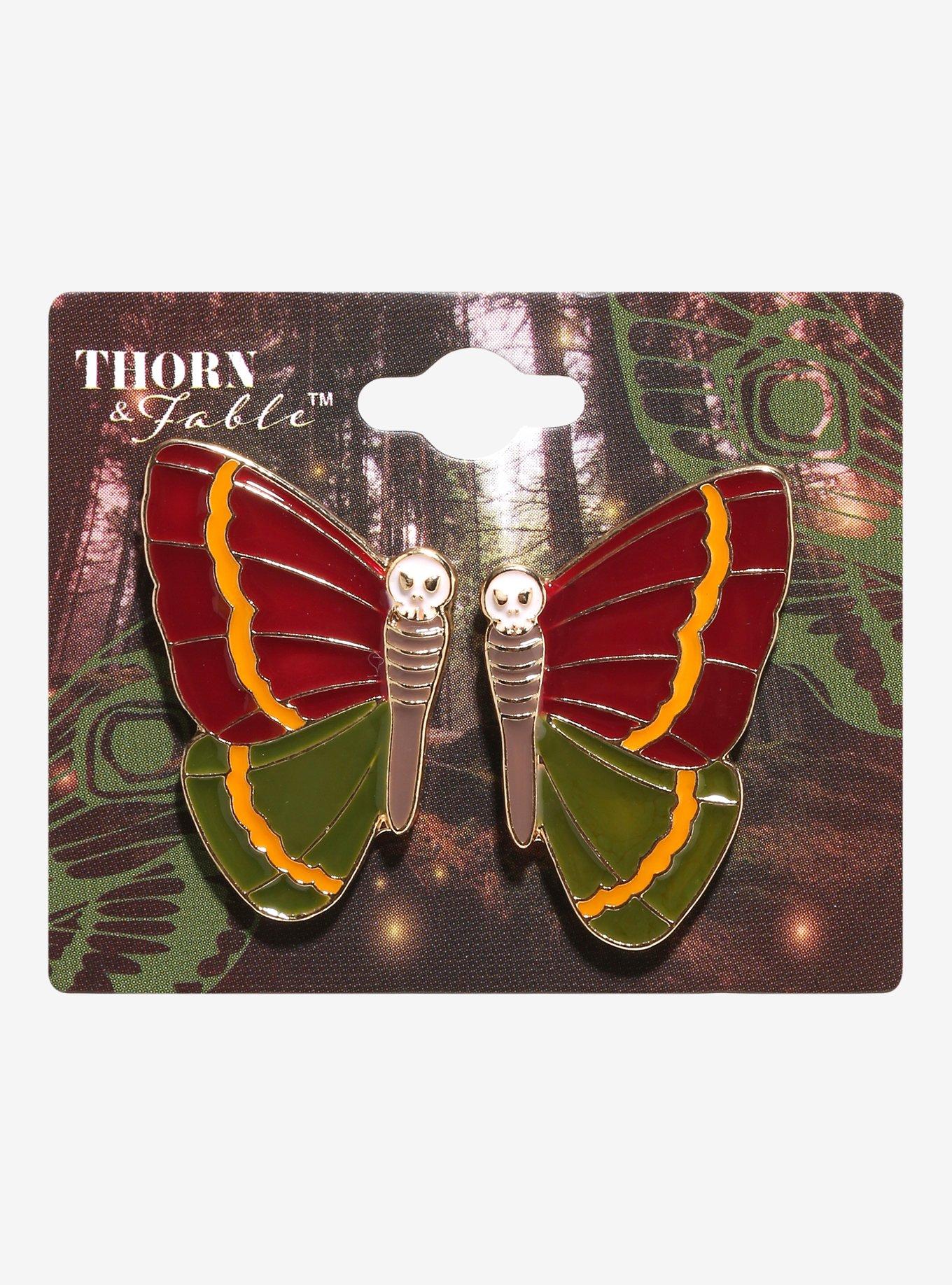 Thorn & Fable Death Moth Stud Earrings, , hi-res