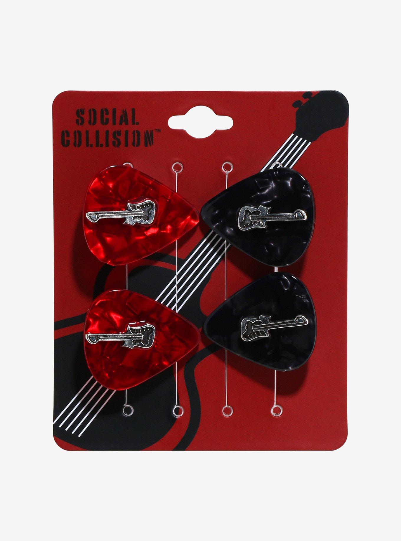 Social Collision Guitar Pick Hair Clip Set, , hi-res
