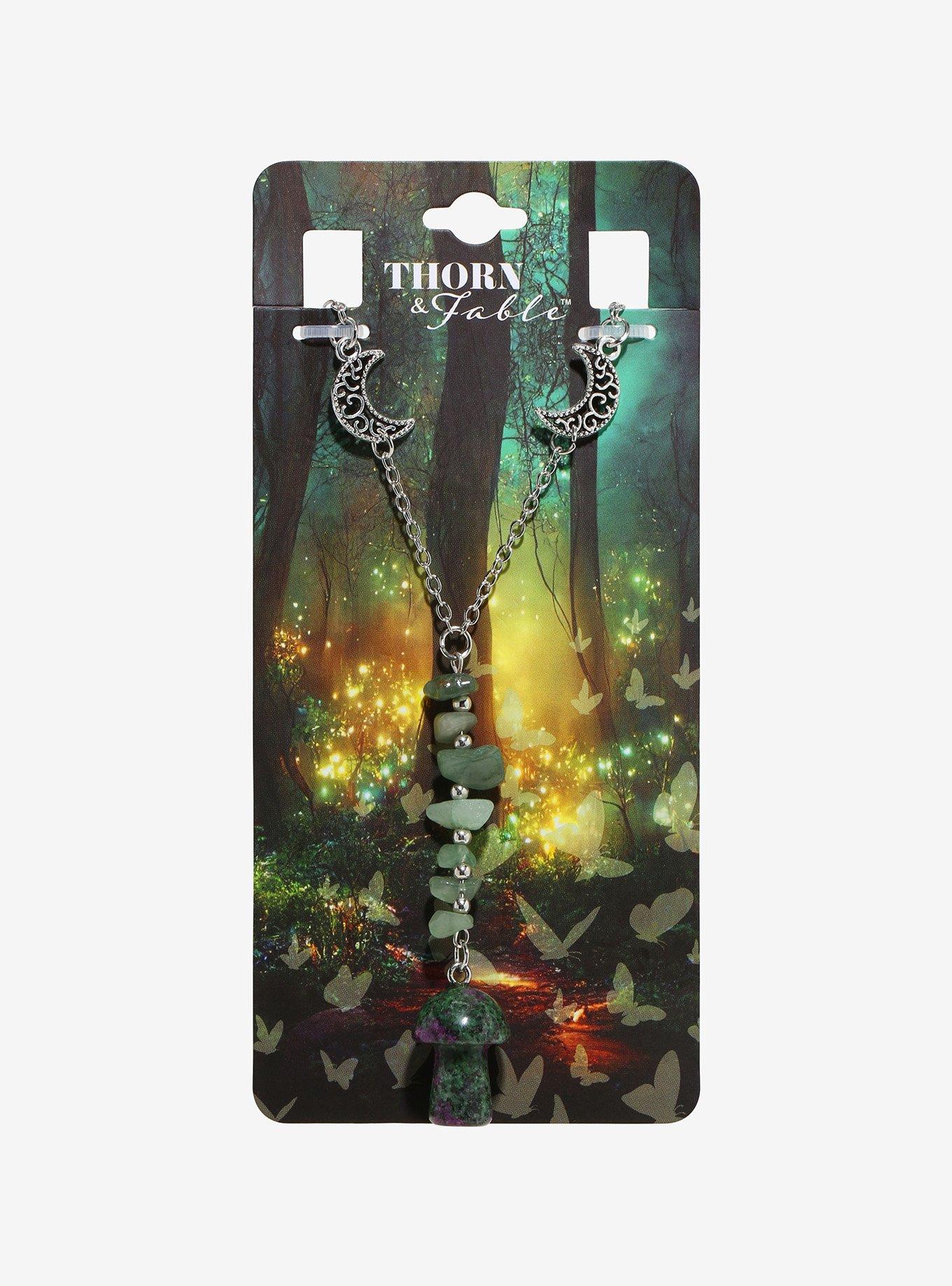 Thorn & Fable Mushroom Moon Green Crystal Necklace, , hi-res