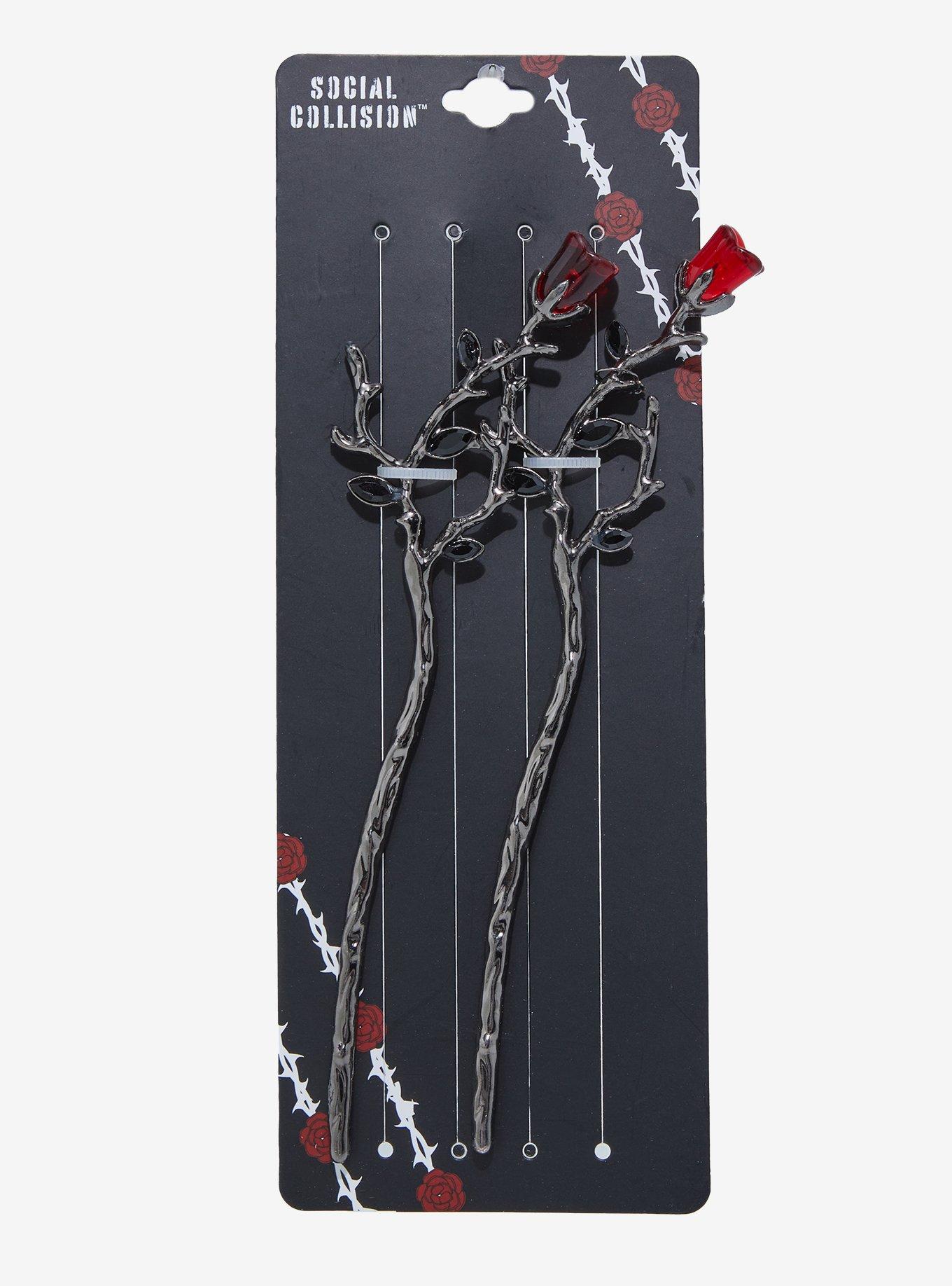 Social Collision Rose Branch Hair Stick Set