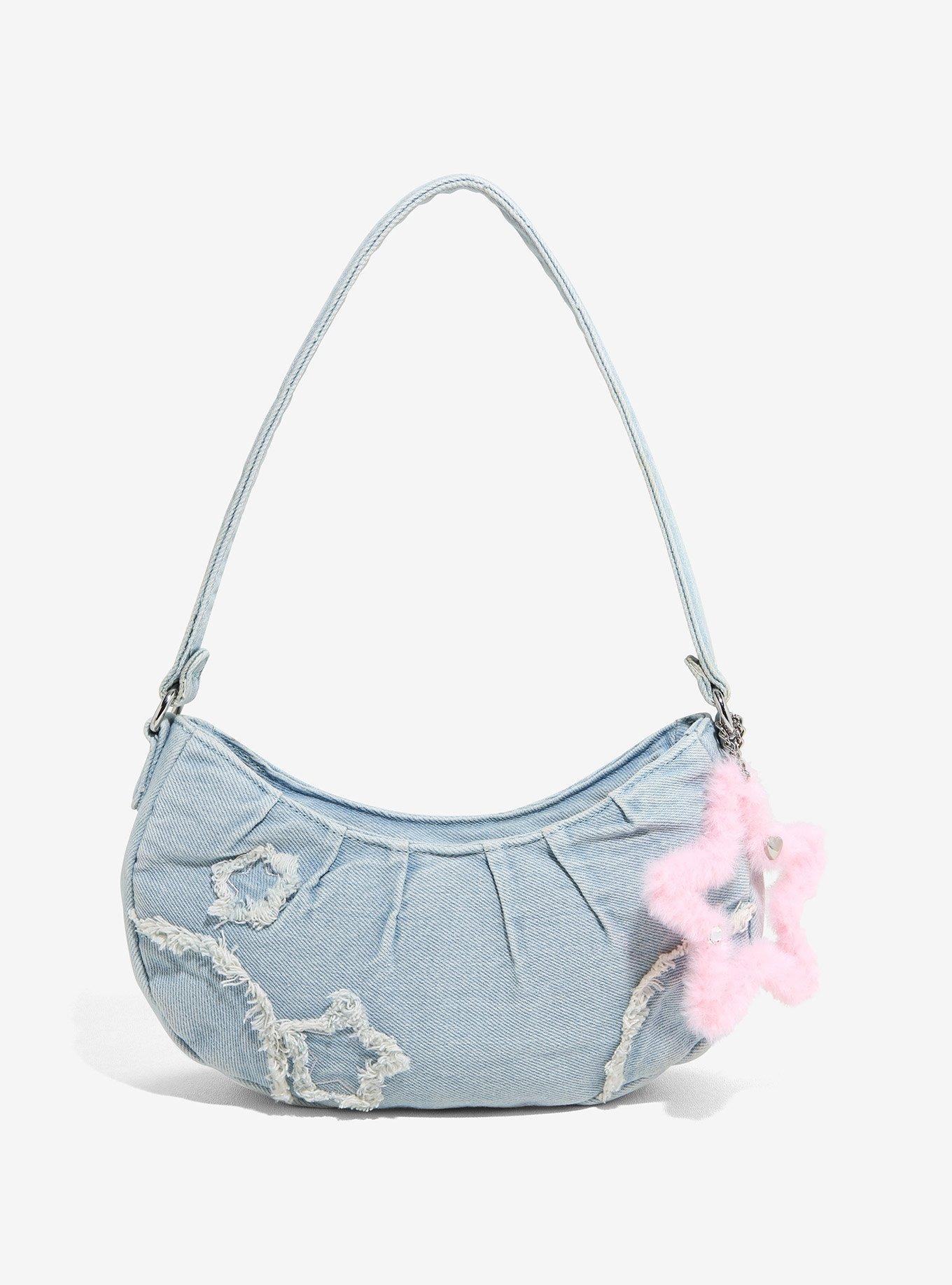 Pink Star Denim Baguette Bag, , hi-res