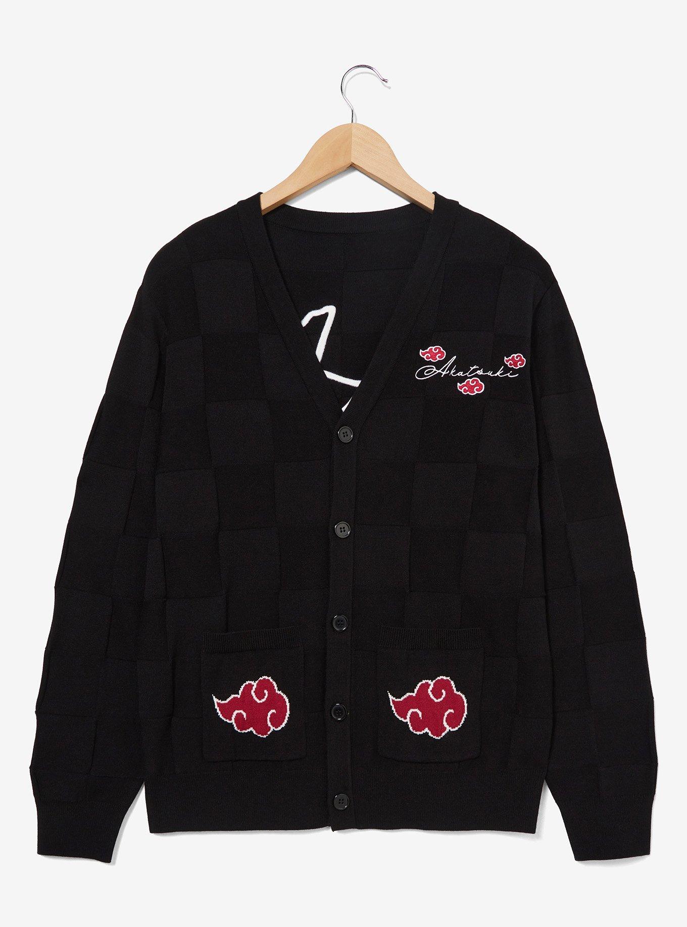 Naruto Shippuden Akatsuki Cloud Checkered Cardigan — BoxLunch Exclusive, BLACK  CHARCOAL, hi-res