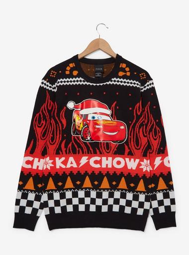 Disney Pixar Cars Lightning McQueen Santa Hat Holiday Sweater