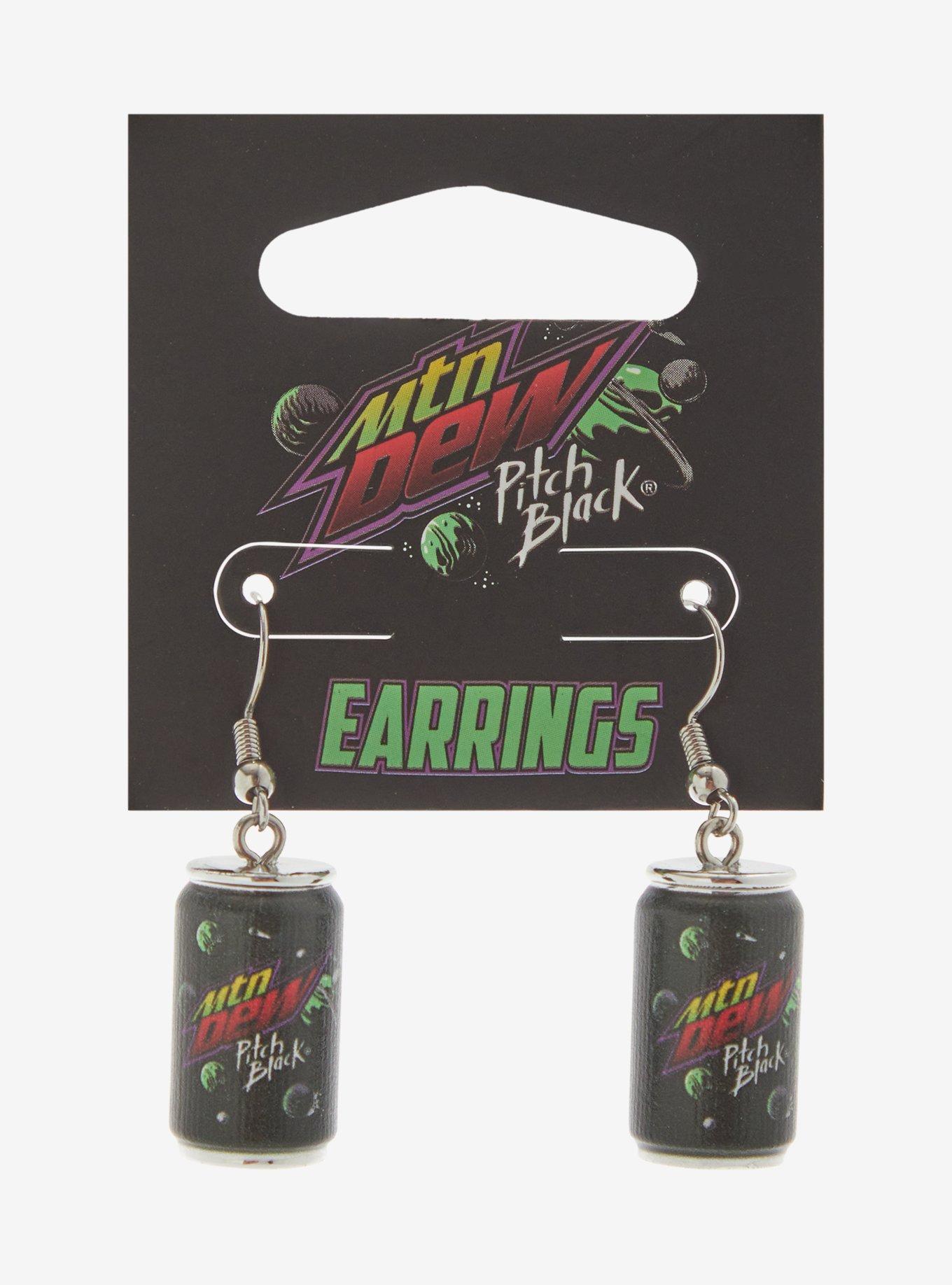 Mountain Dew Pitch Black Soda Can Drop Earrings, , hi-res