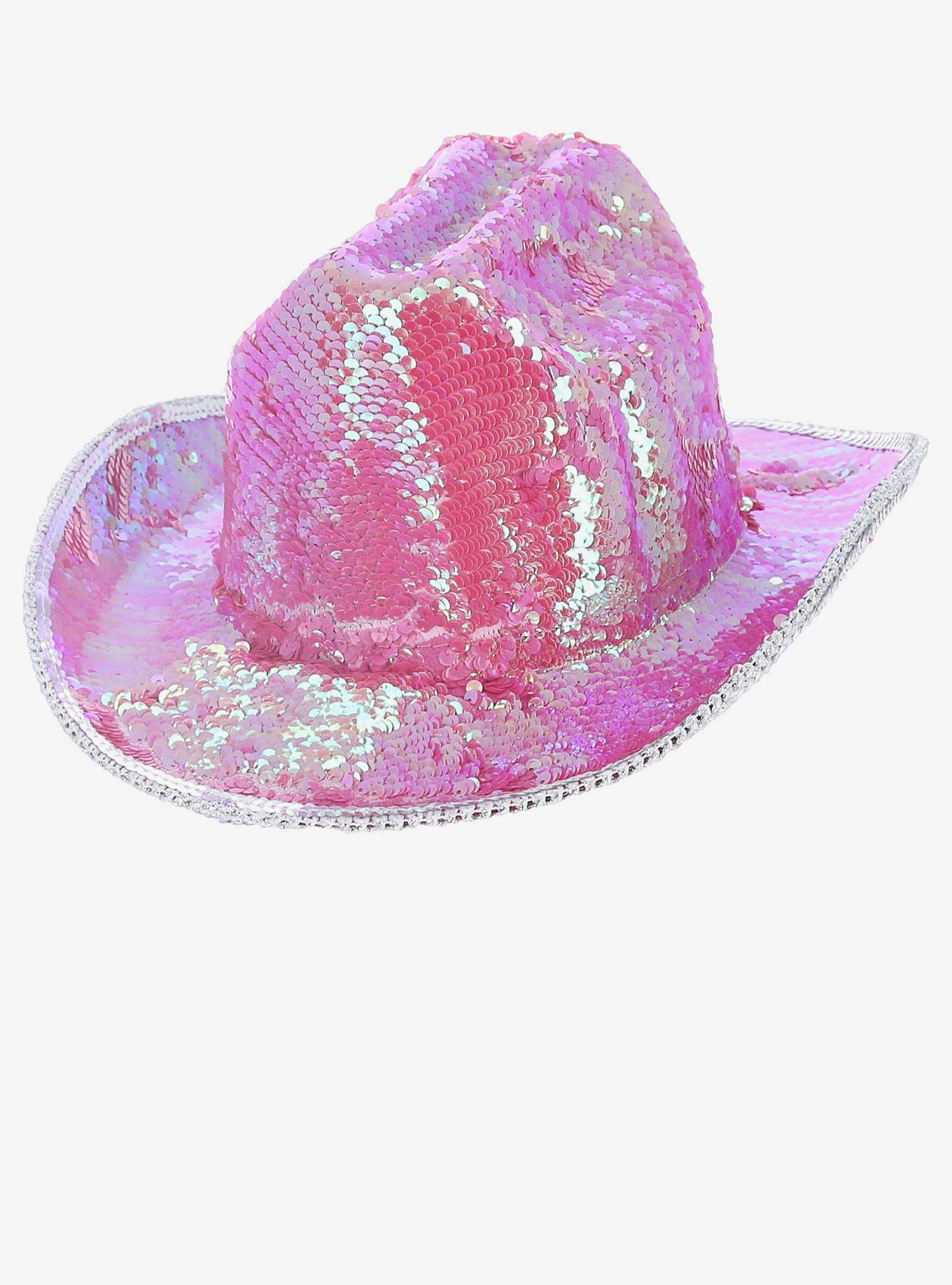Deluxe Sequin Cowboy Hat Iridescent Pink, , hi-res