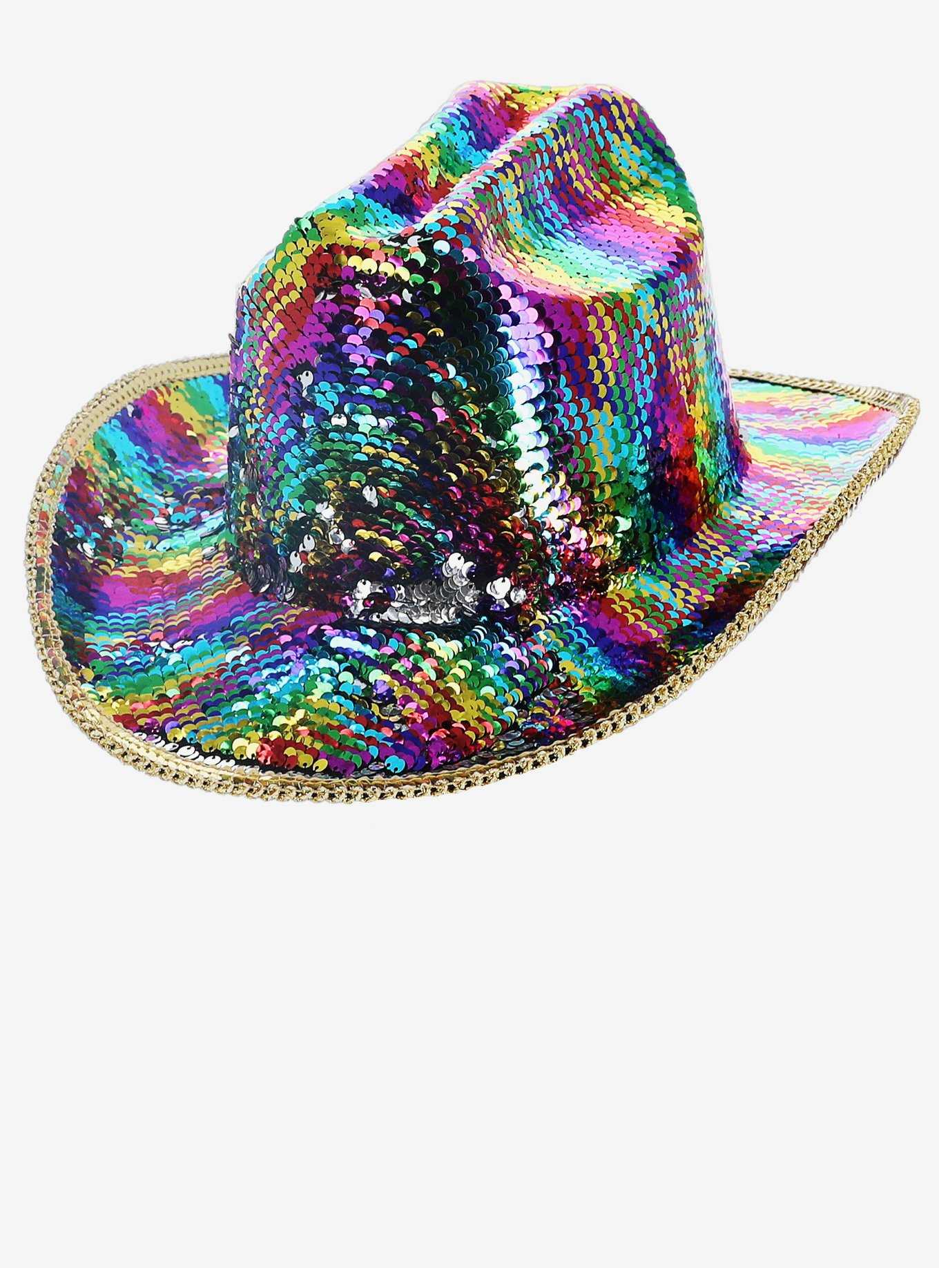 Deluxe Sequin Cowboy Hat Rainbow, , hi-res