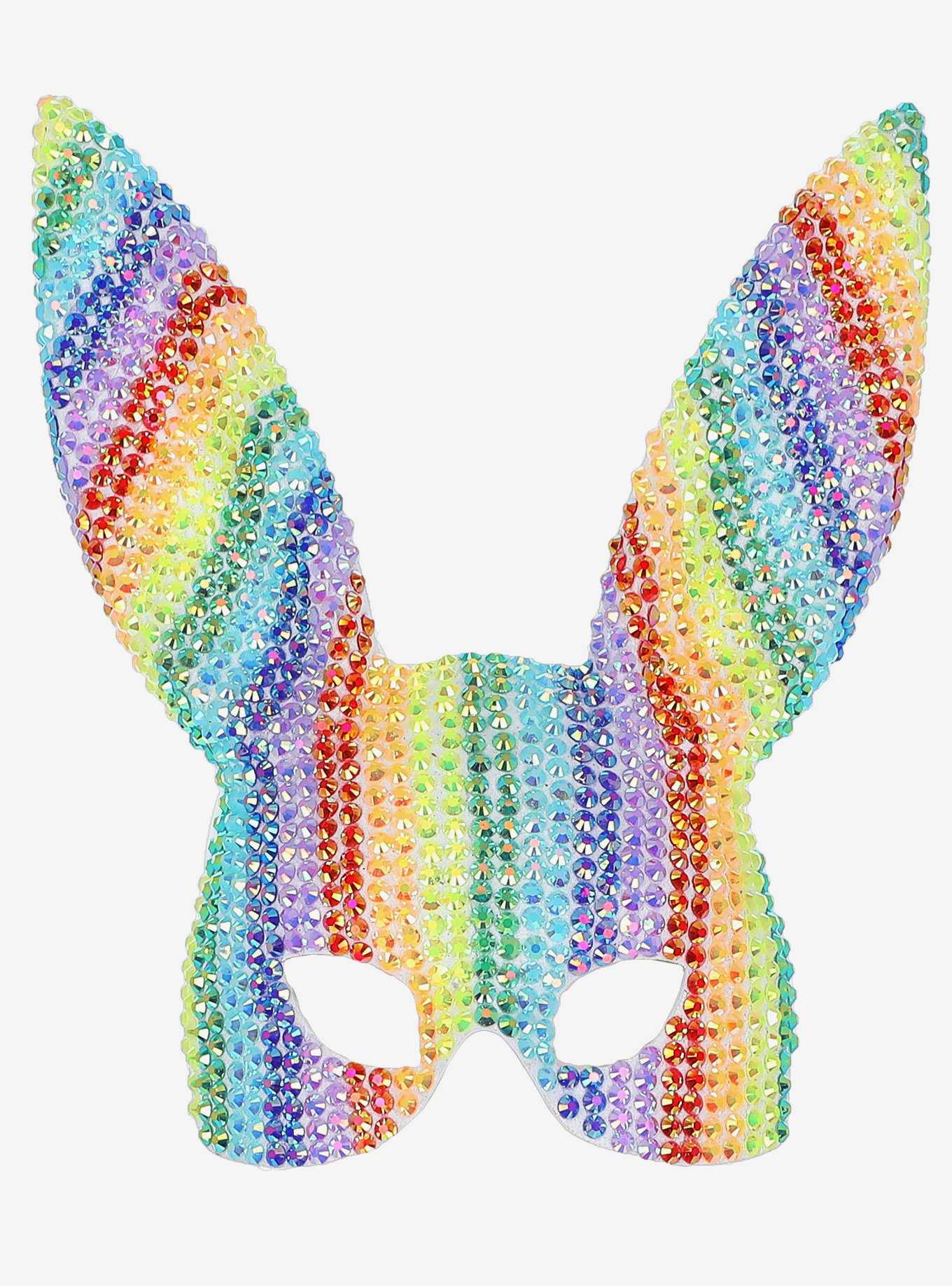 Deluxe Rainbow Jewel Studded Bunny Mask, , hi-res