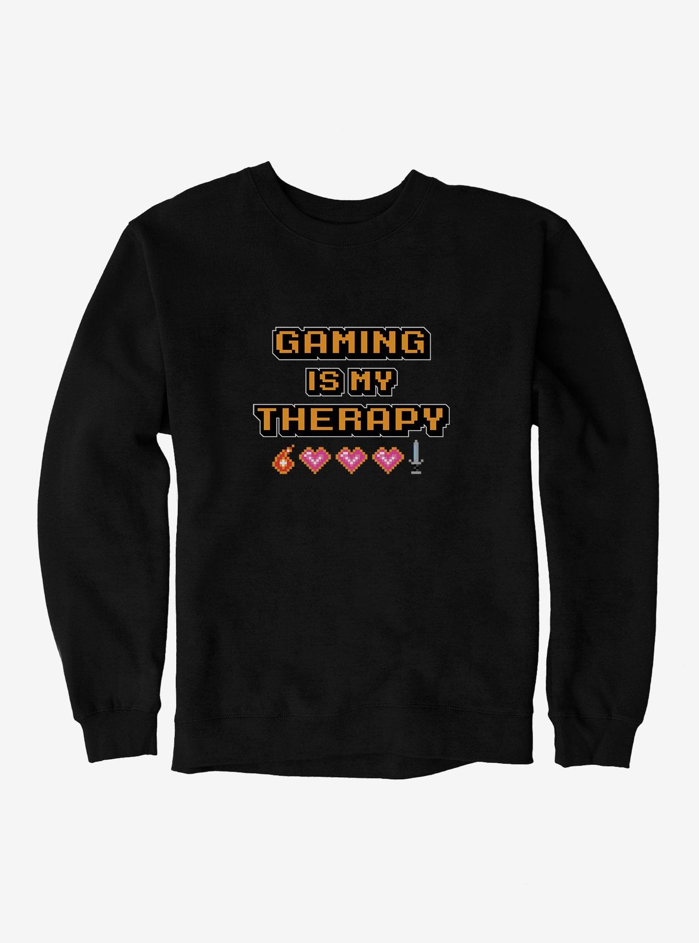 Gaming Is My Therapy Sweatshirt, BLACK, hi-res