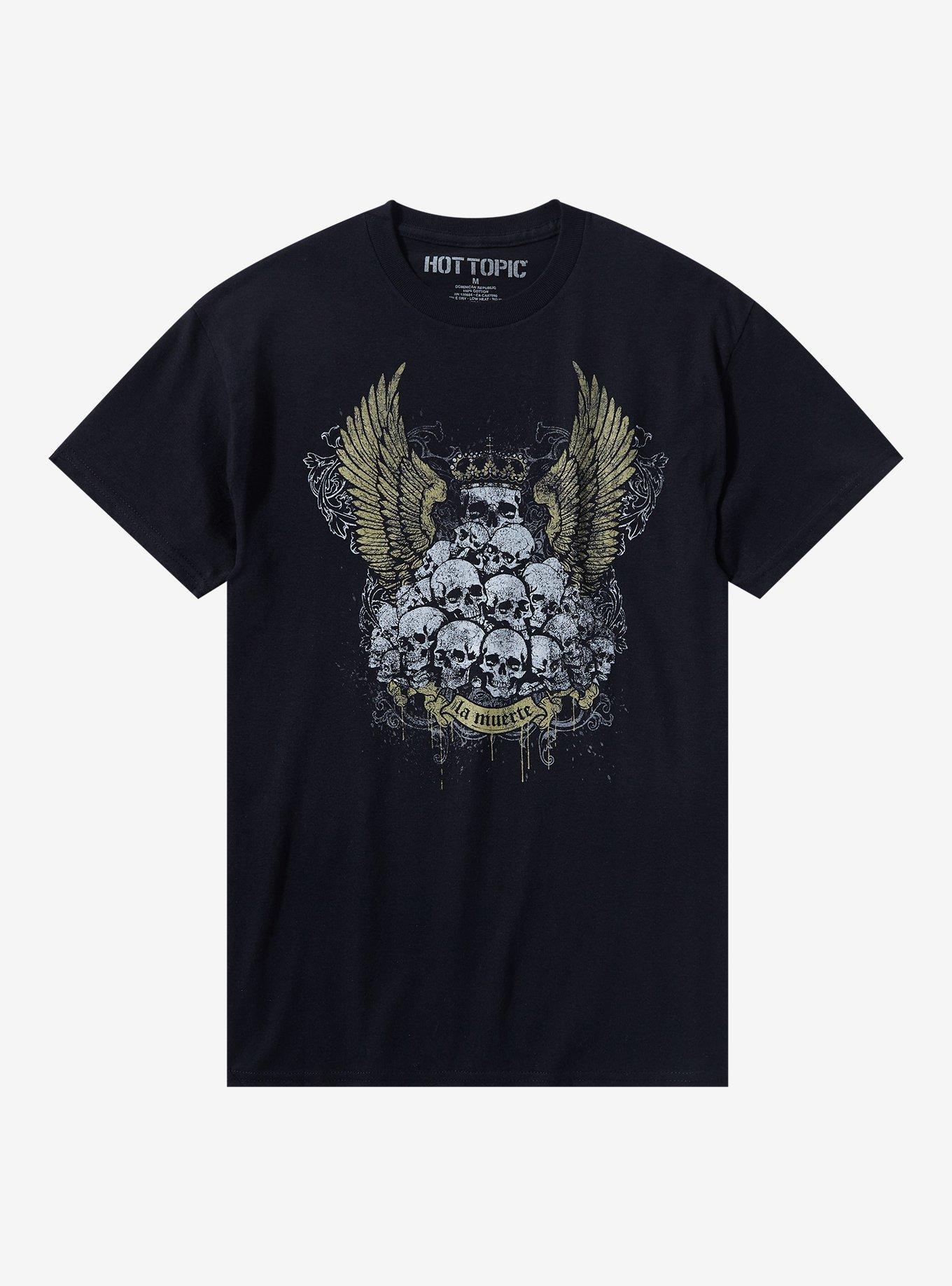 La Muerte Skulls Wings T-Shirt, BLACK, hi-res