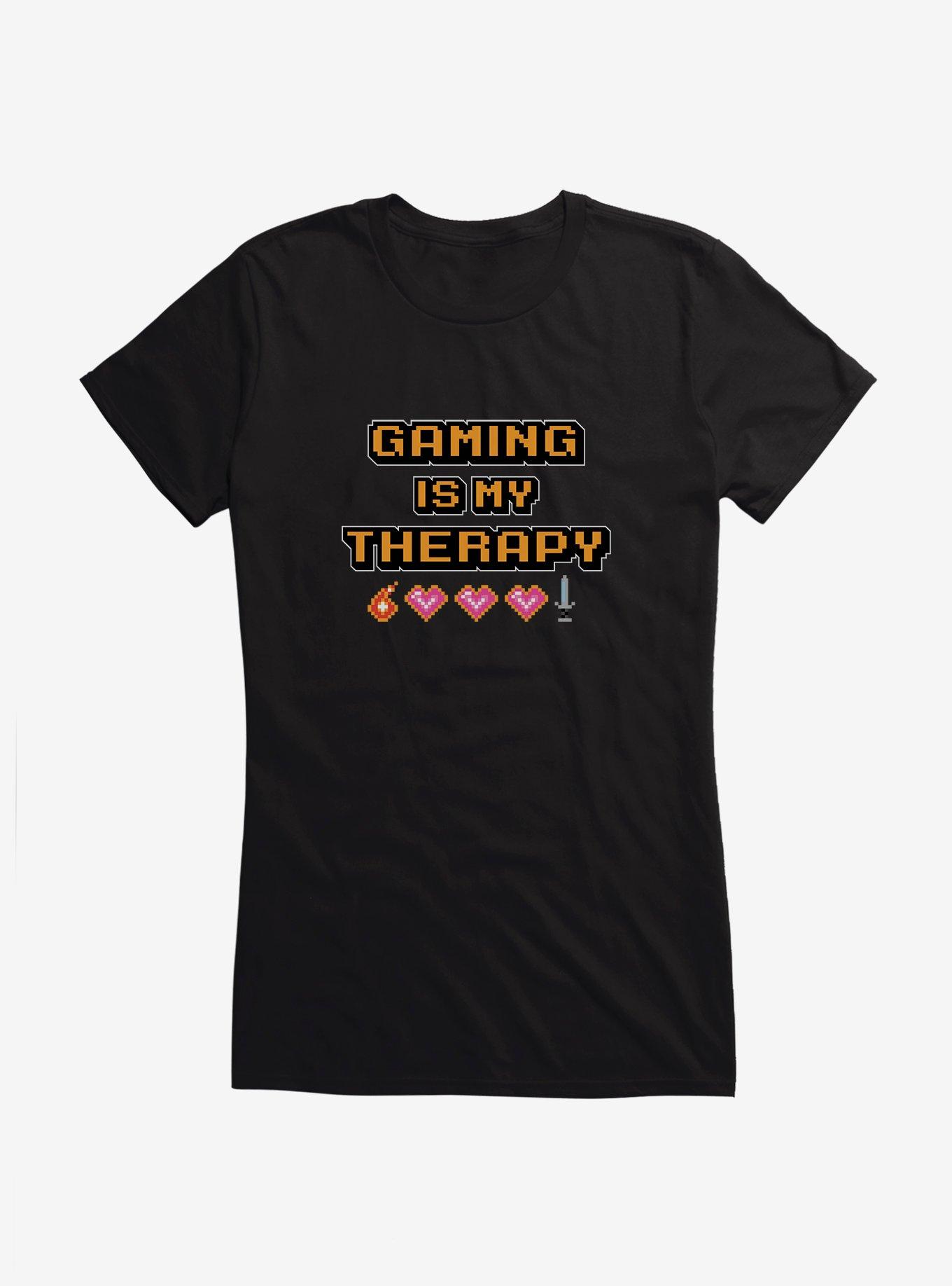 Gaming Is My Therapy Girls T-Shirt, BLACK, hi-res view 1