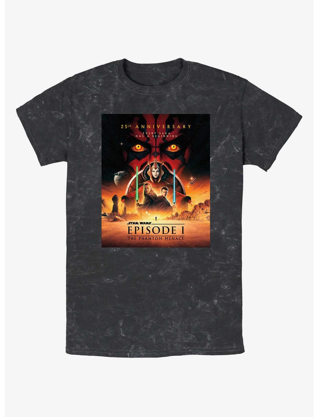 Star Wars Episode I: The Phantom Menace 25th Anniversary Poster Mineral Wash T-Shirt, BLACK, hi-res