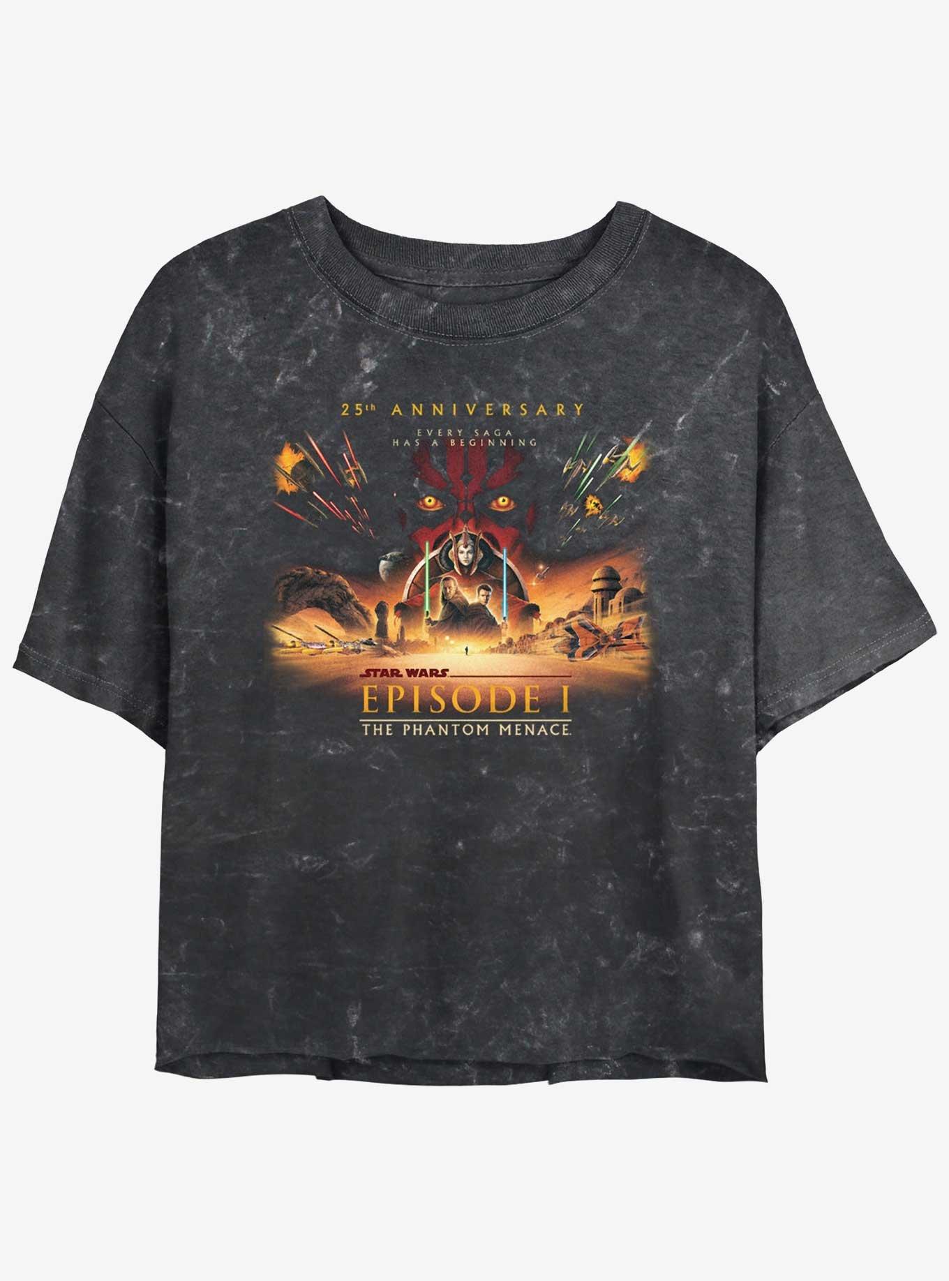 Star Wars Episode I: The Phantom Menace Wide 25th Anniversary Poster Girls Mineral Wash Crop T-Shirt, , hi-res