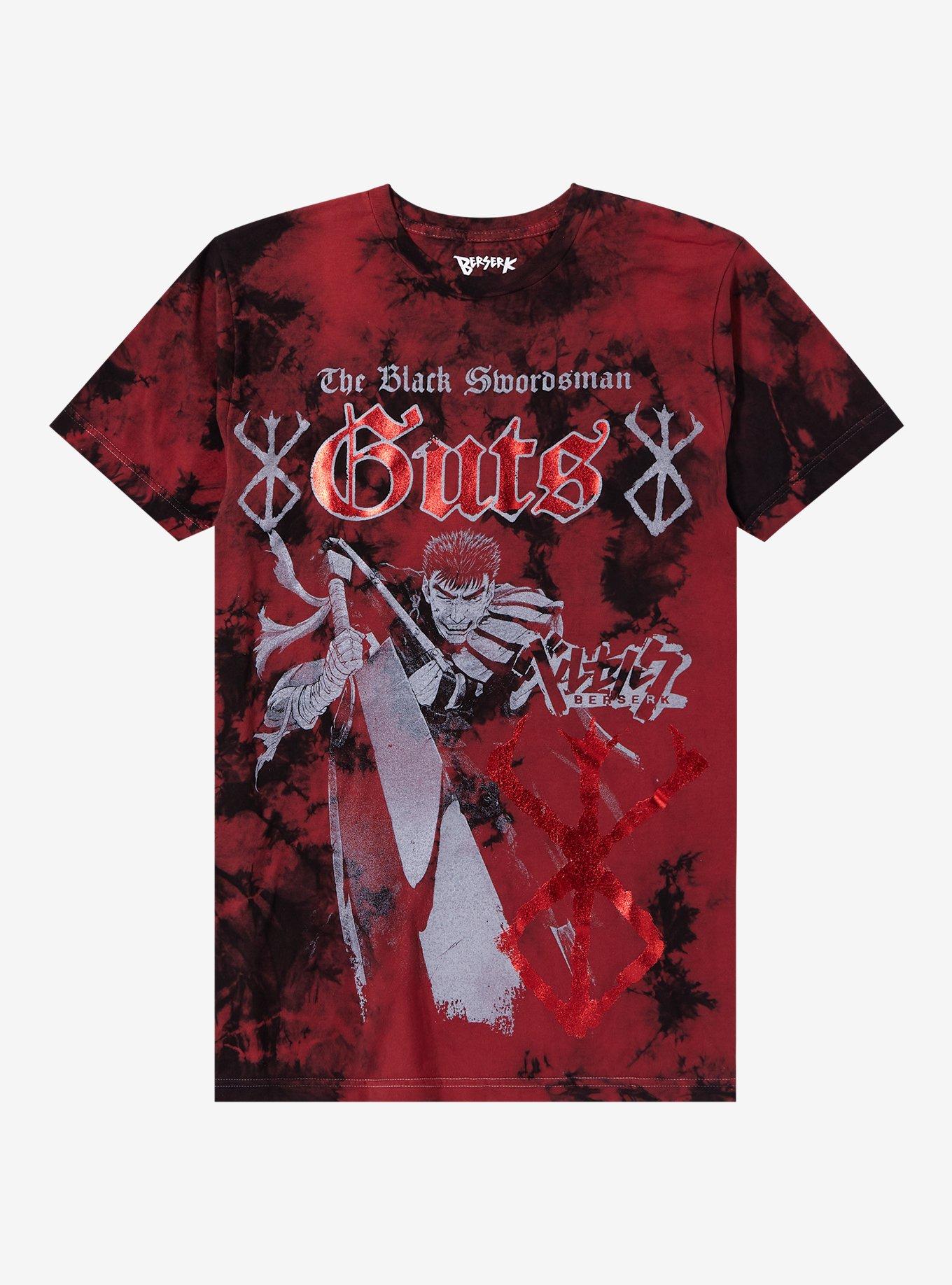 Berserk Guts Metallic Red Tie-Dye T-Shirt, BLACK, hi-res