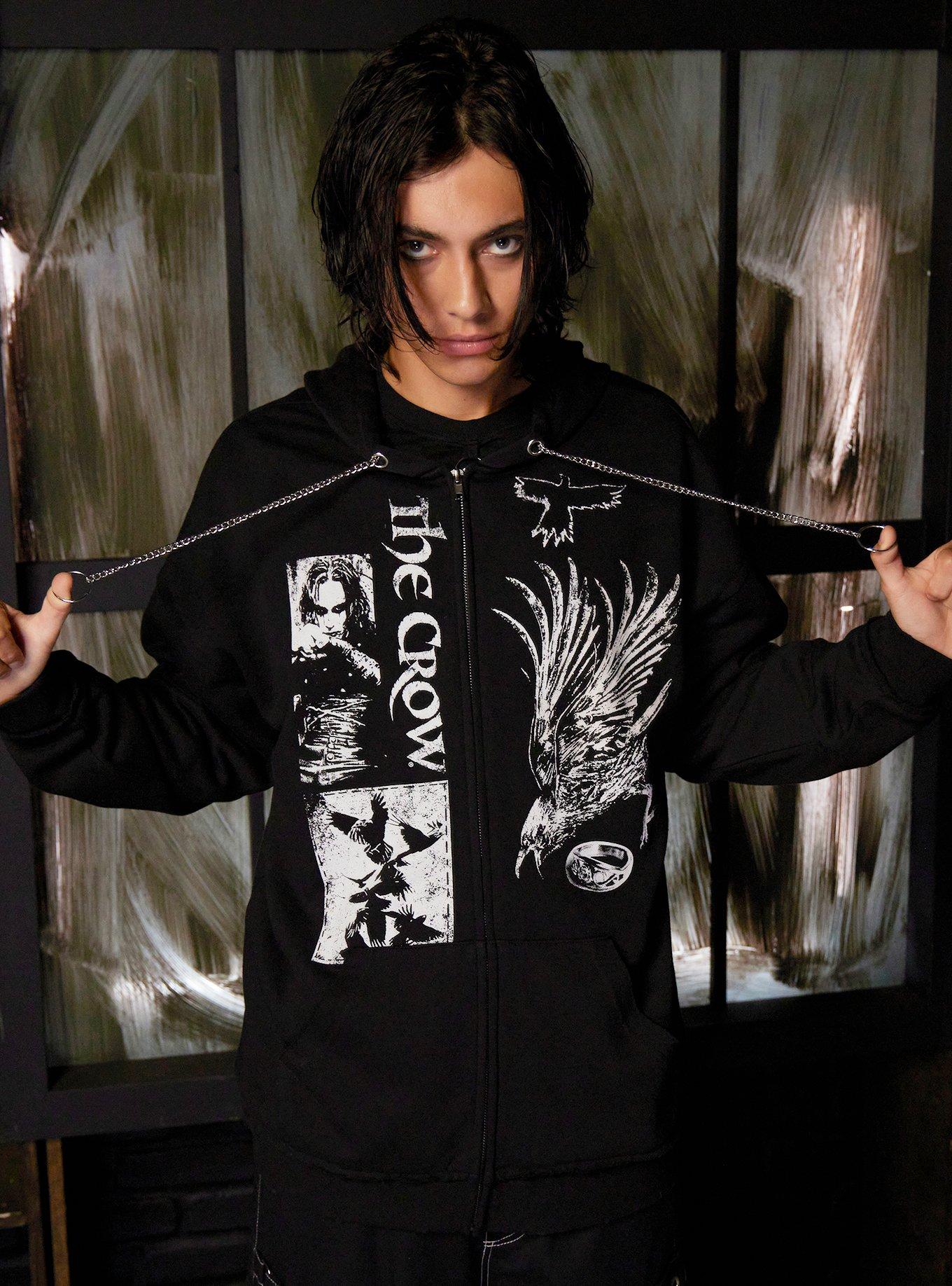 The Crow Patchwork Oversized Hoodie, BLACK, hi-res