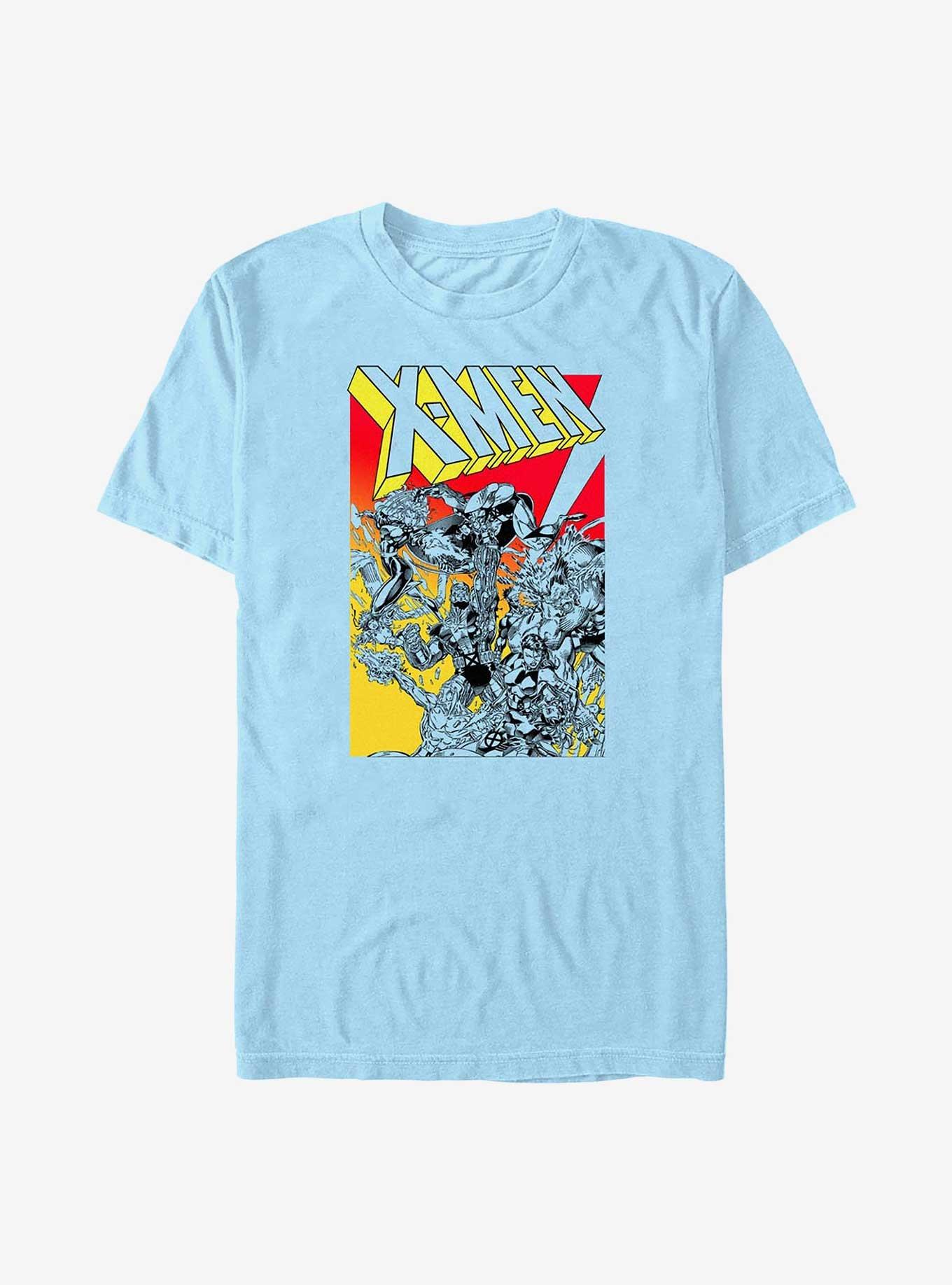 X-Men Fight Scene T-Shirt, LT BLUE, hi-res