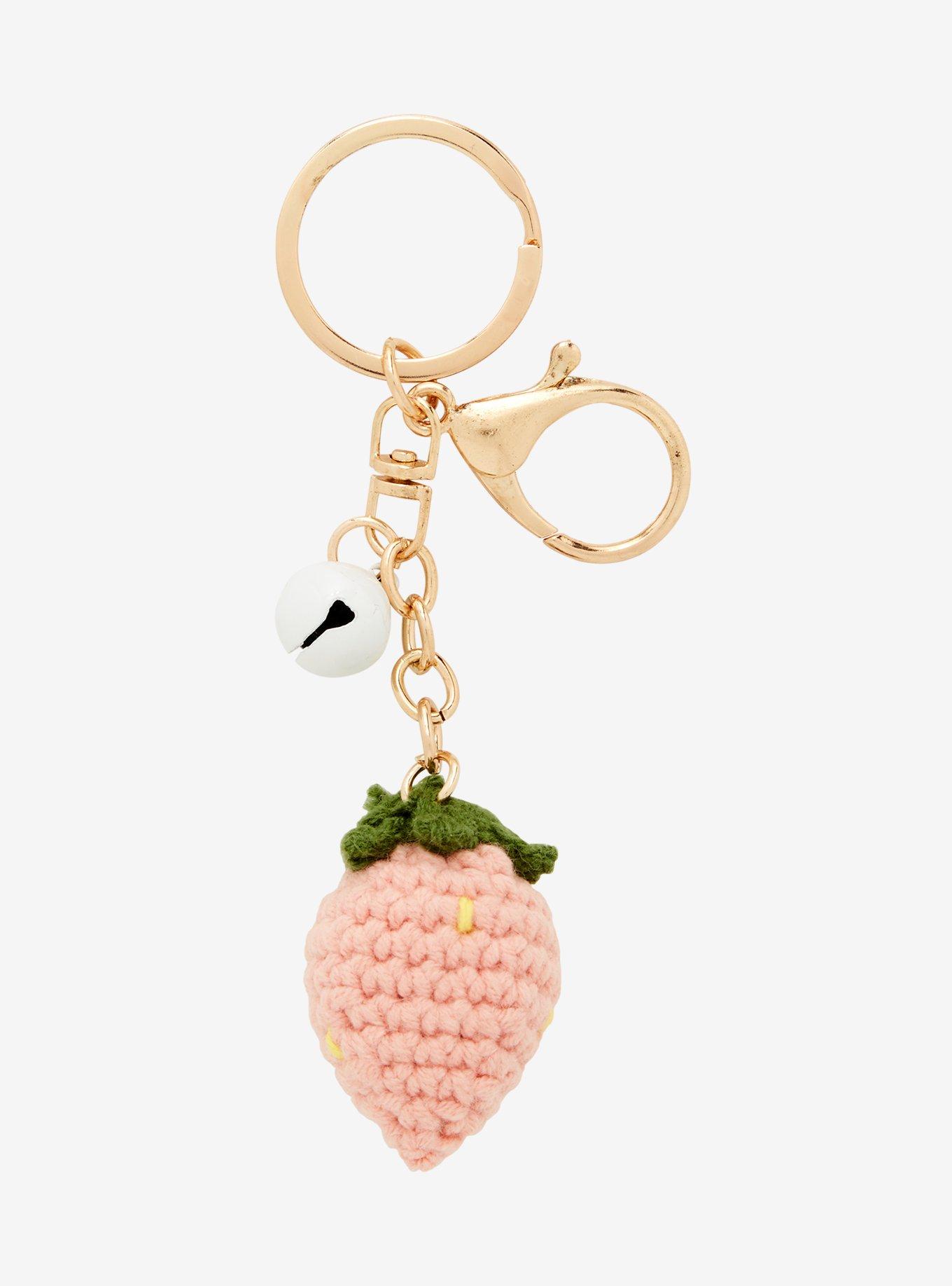 Crochet Strawberry Plush Key Chain, , hi-res