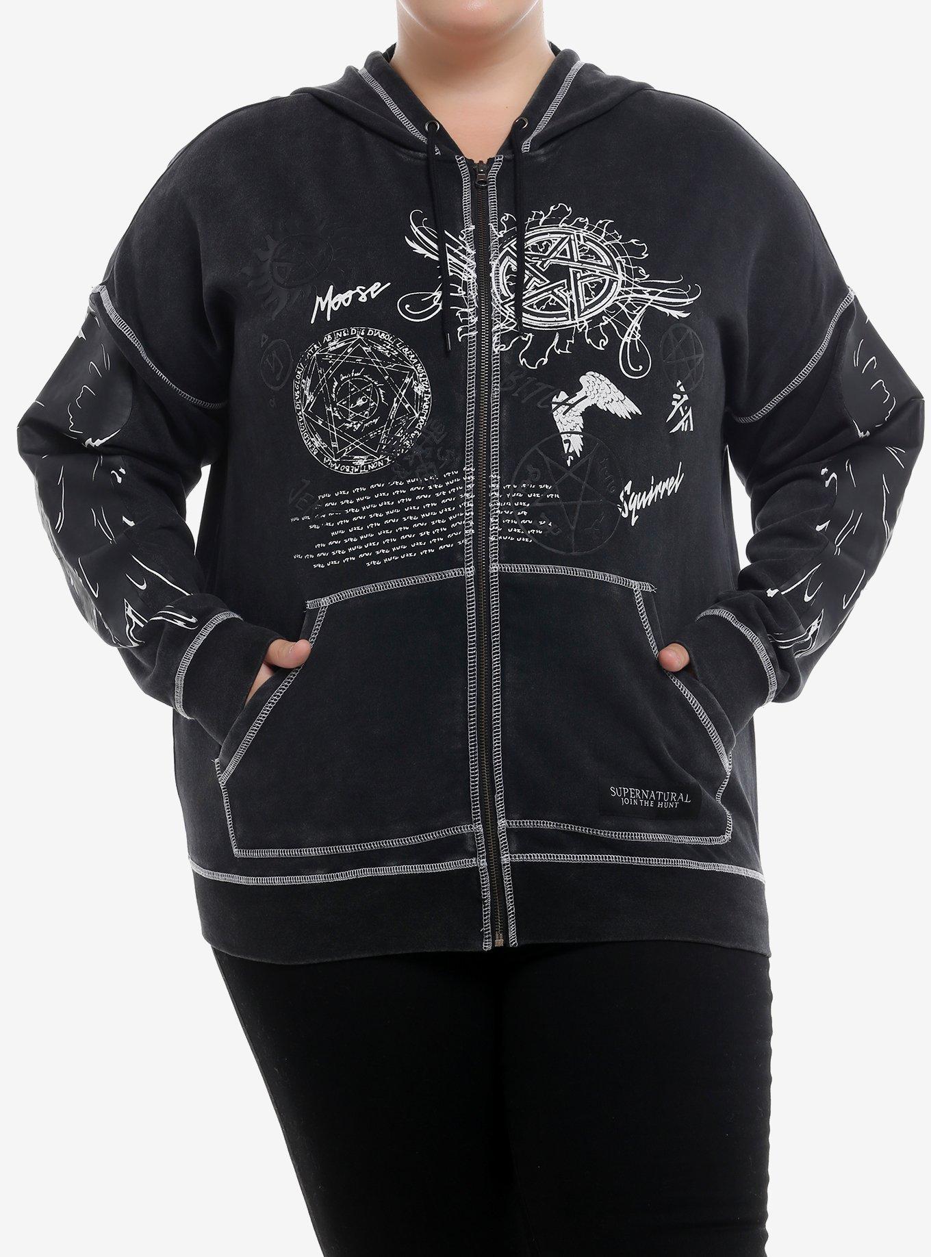 Supernatural Symbols & Wings Girls Oversized Hoodie