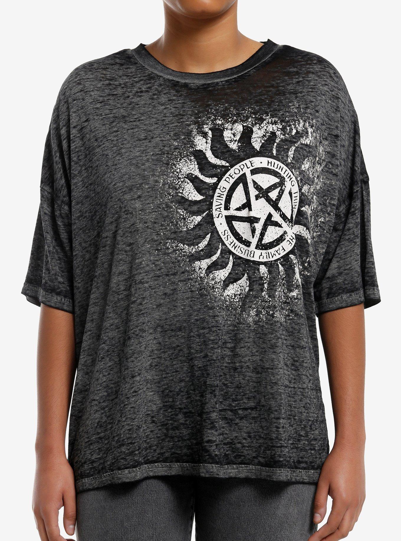 Supernatural Anti-Possession Symbol Burnout Girls Oversized T-Shirt, , hi-res