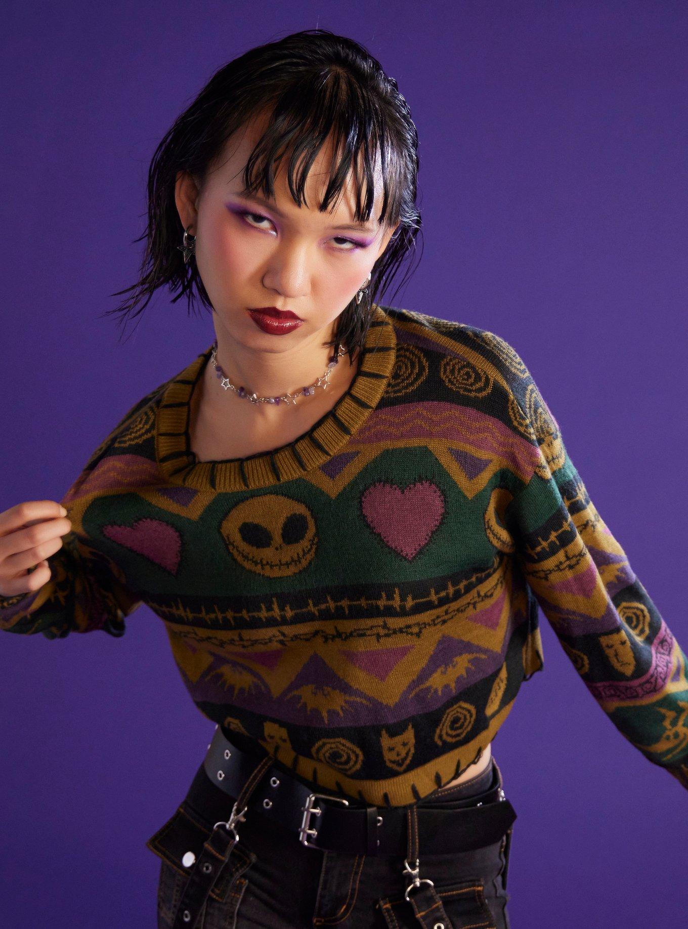 Her Universe The Nightmare Before Christmas Fair Isle Crop Girls Sweater, , hi-res