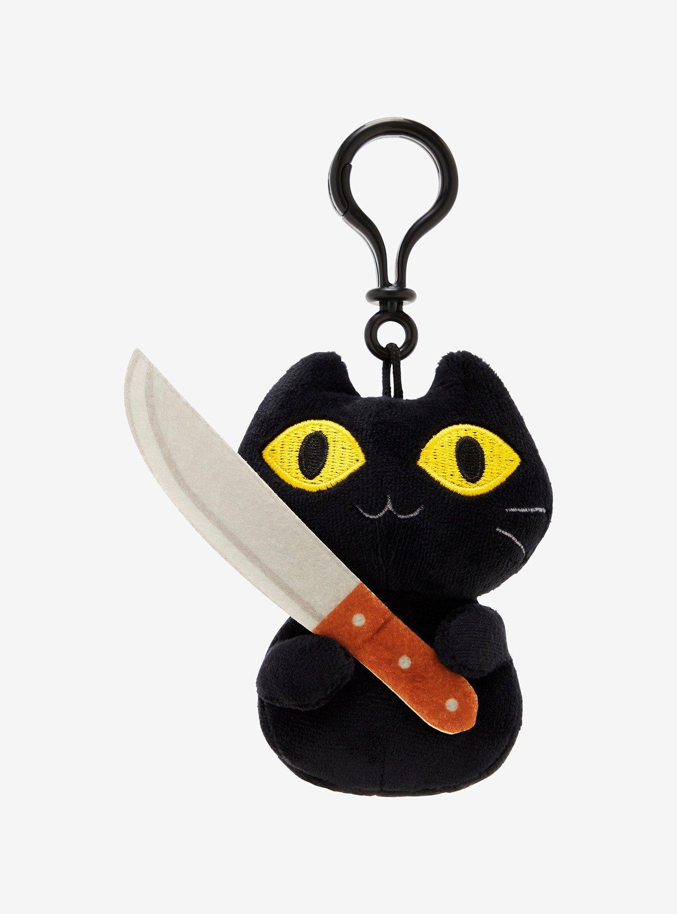 Black Cat Knife Plush Key Chain, , hi-res