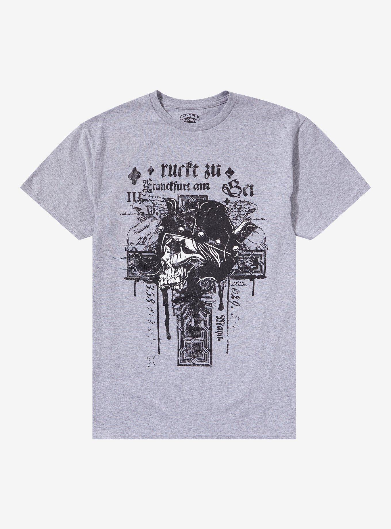 Crowned Skull & Cross T-Shirt By Call Your Mother, HEATHER GREY, hi-res