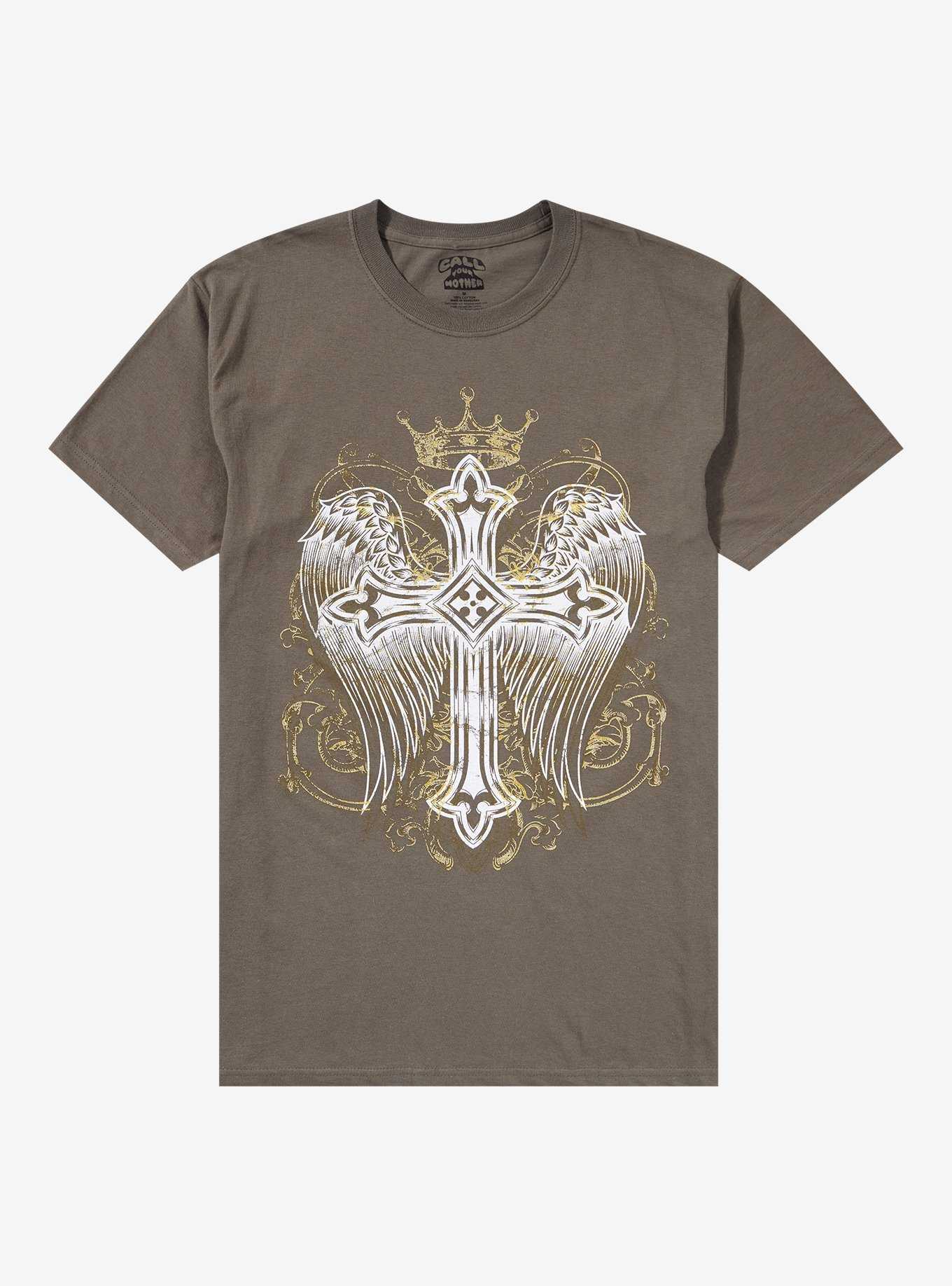 Winged Cross With Crown T-Shirt By Call Your Mother, , hi-res