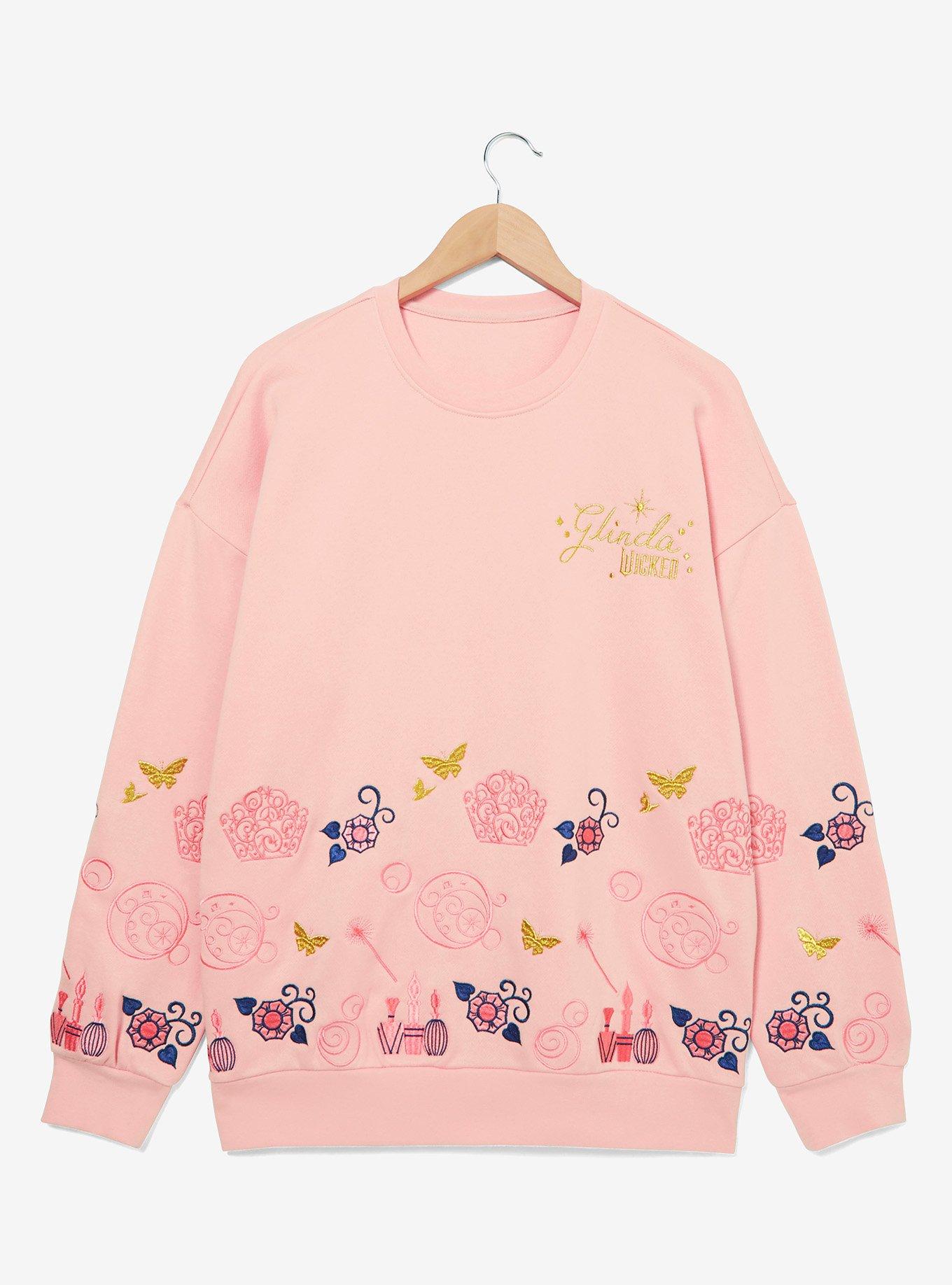 Wicked Glinda Embroidered Crewneck — BoxLunch Exclusive, PINK, hi-res