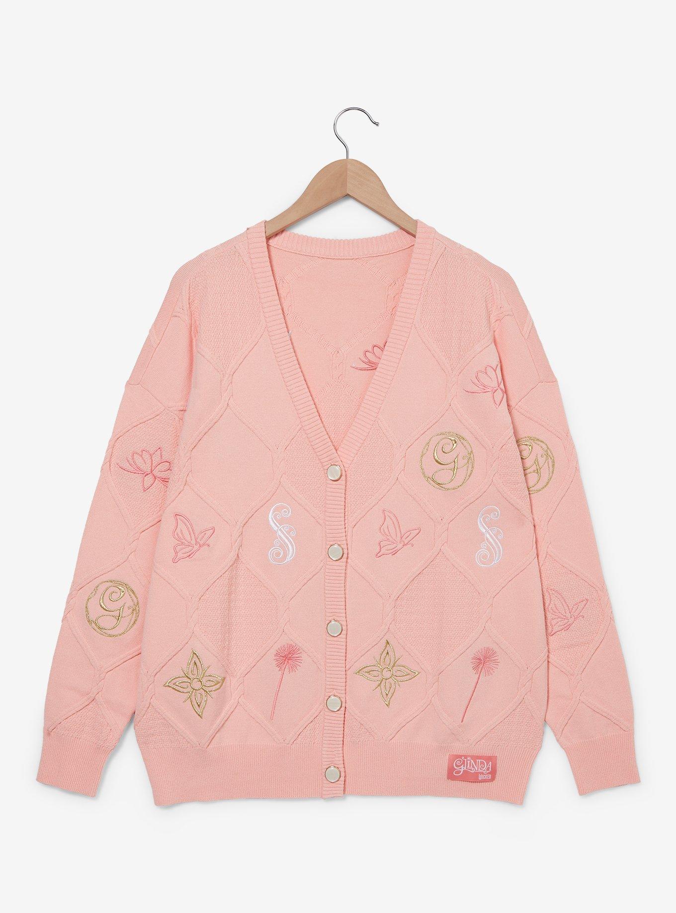 Wicked Glinda Icons Women's Plus Size Cardigan - BoxLunch Exclusive, PINK, hi-res