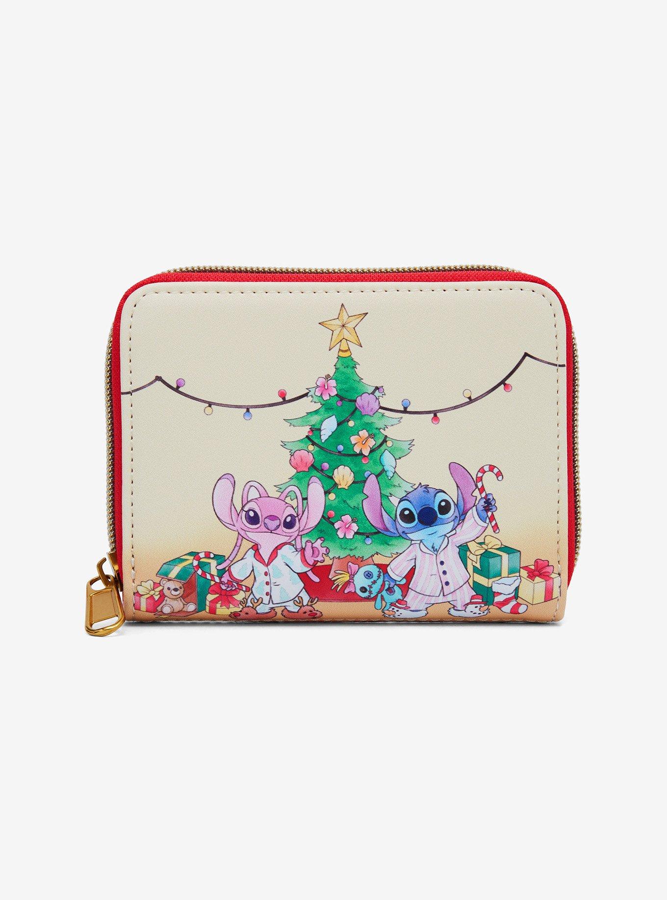 Loungefly Disney Stitch & Angel Holiday Tree Mini Zipper Wallet Hot Topic Exclusive, , hi-res