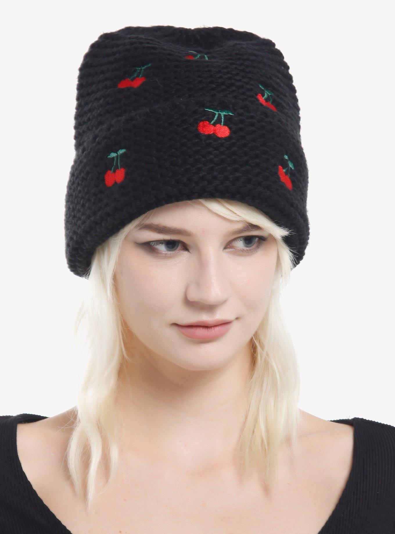 Cherry Chunky Knit Beanie, , hi-res