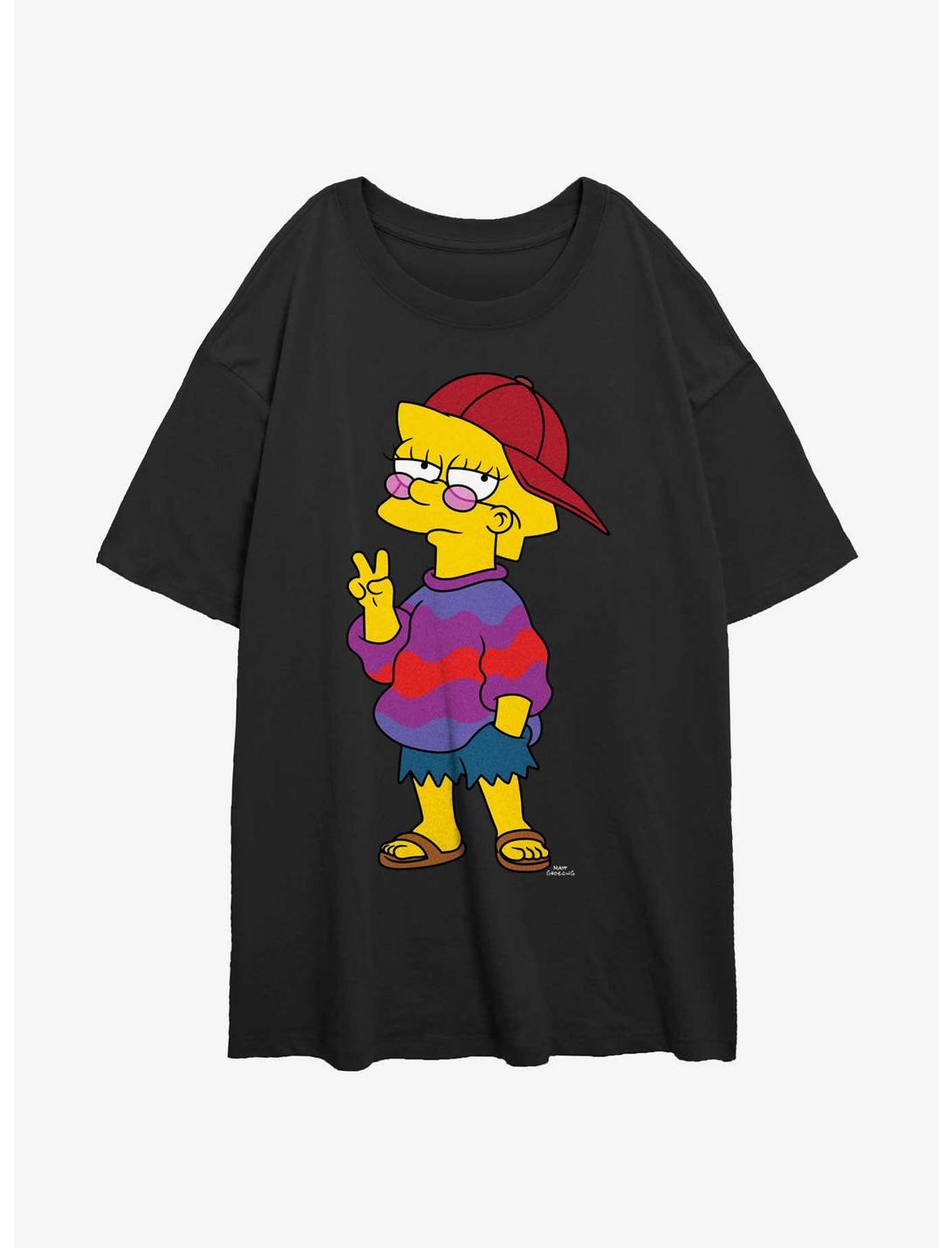 The Simpsons Cool Lisa Womens Oversized T-Shirt, BLACK, hi-res