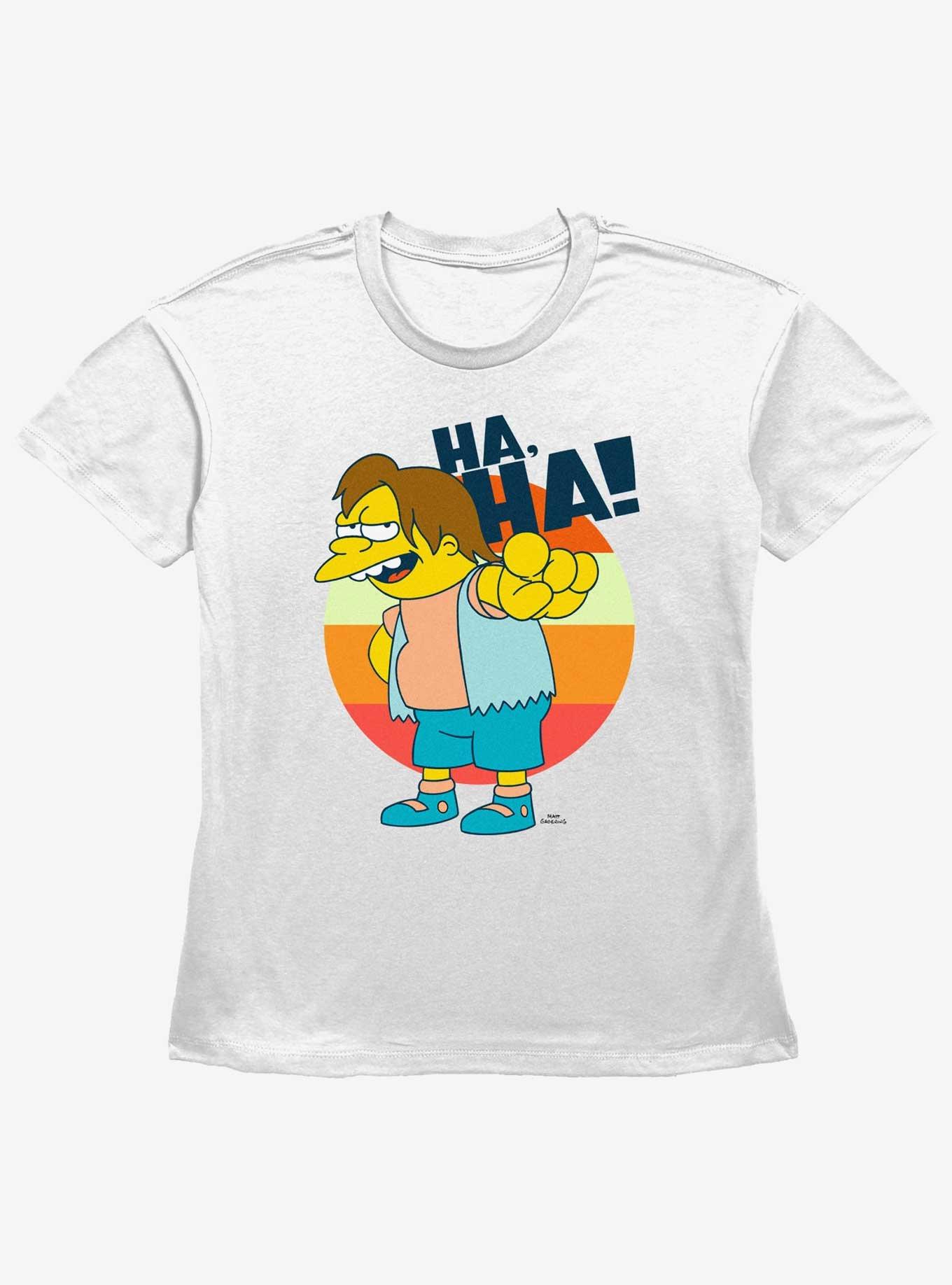 The Simpsons Nelson Ha Ha Womens Straight Fit T-Shirt, WHITE, hi-res